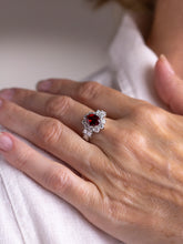 Load image into Gallery viewer, 18kt White Gold, Ruby &amp; Diamond Earring &amp; Ring Suite
