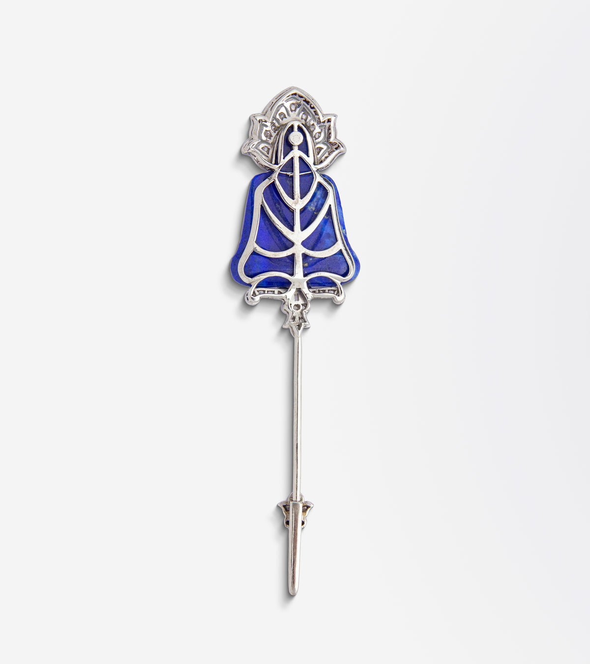 Art Deco, Lapis & Diamond Jabot Pin with Roosevelt Provenance