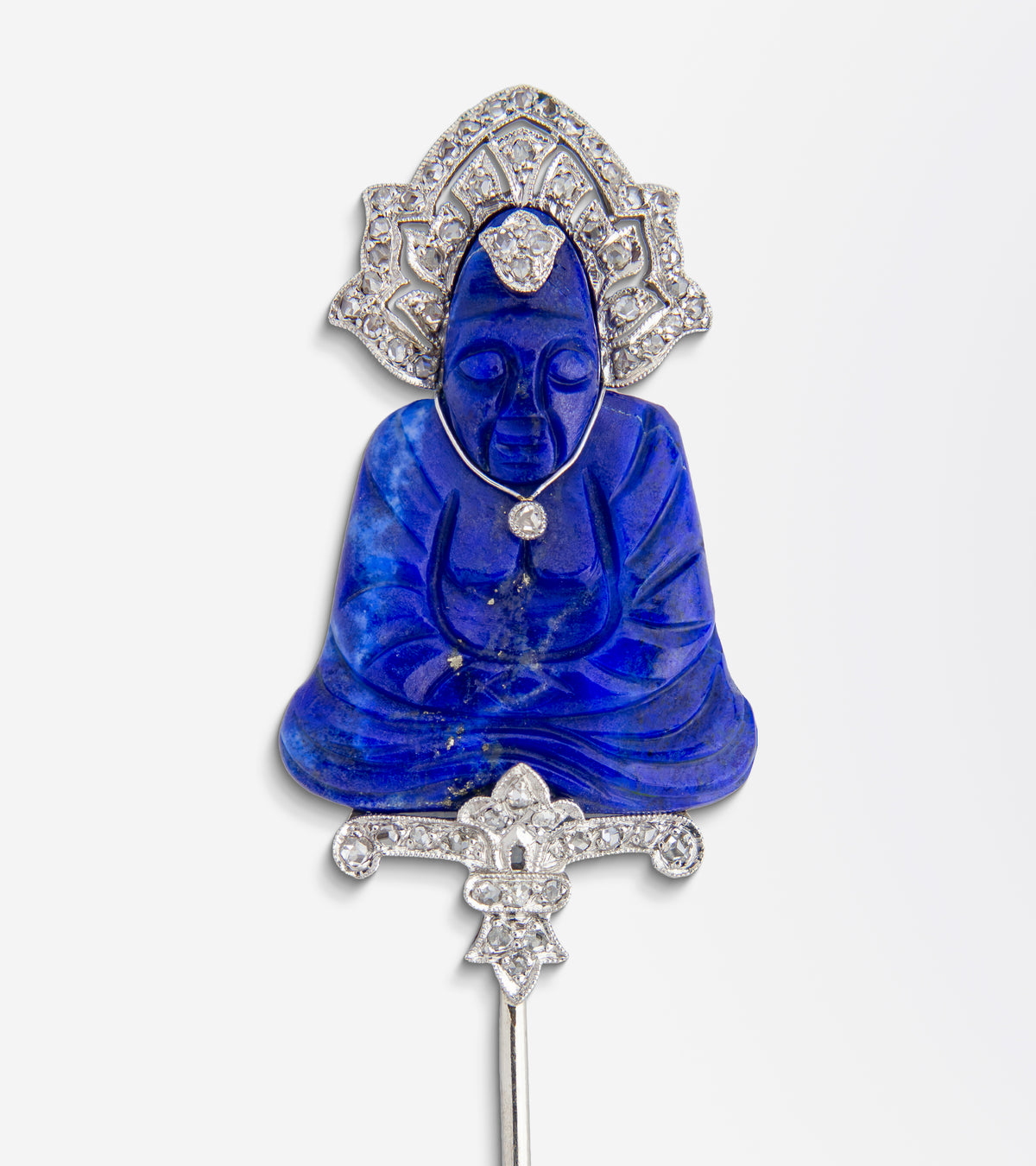 Art Deco, Lapis & Diamond Jabot Pin with Roosevelt Provenance