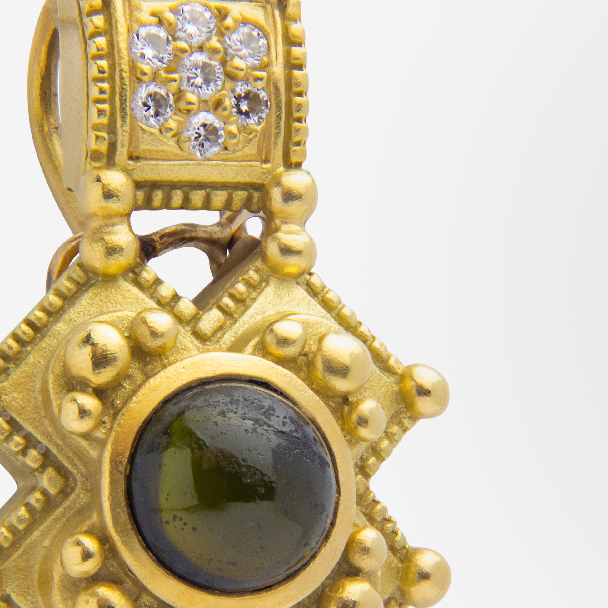 Pendentif en tourmaline verte et diamants d'après Barry Kieselstein-Cord