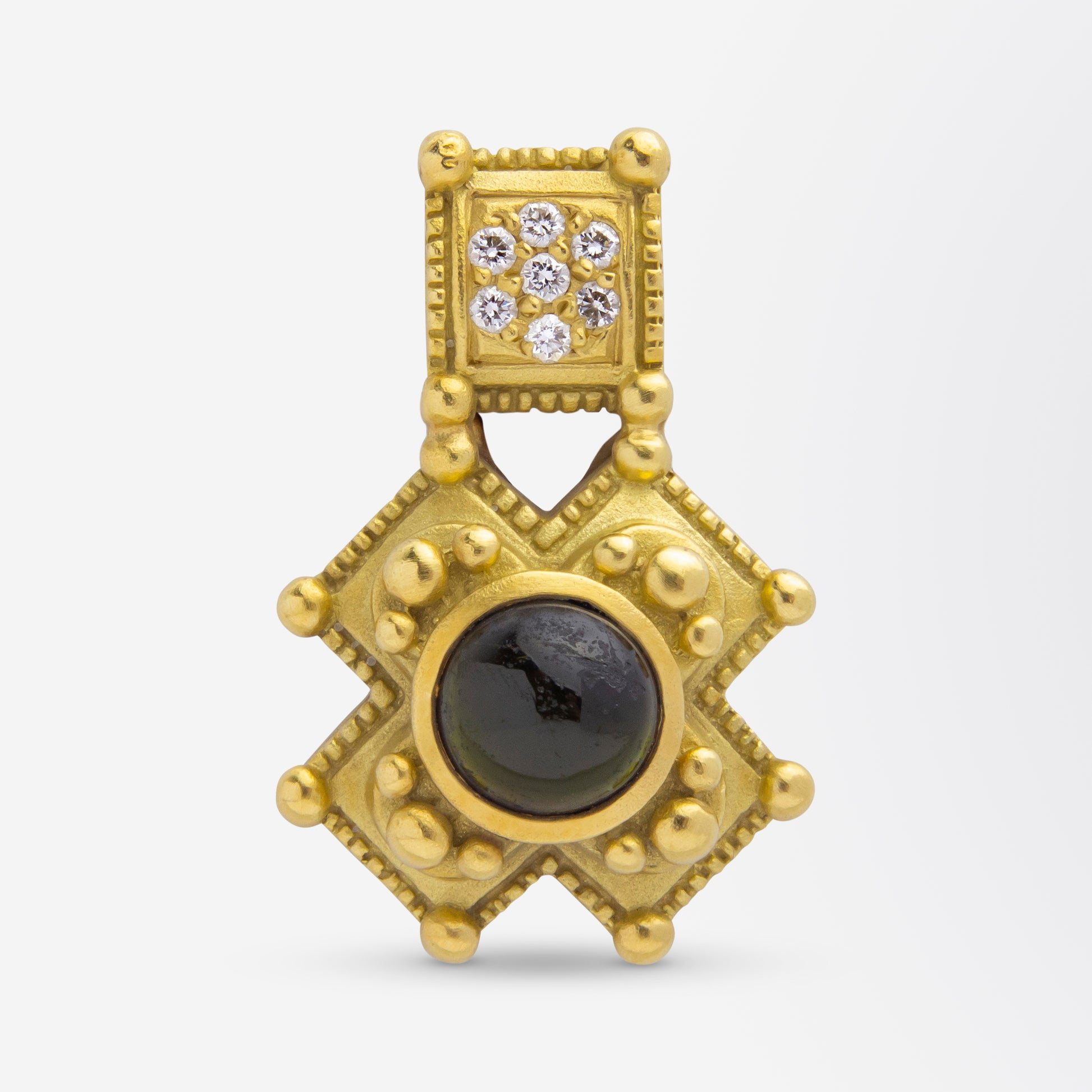 Pendentif en tourmaline verte et diamants d'après Barry Kieselstein-Cord