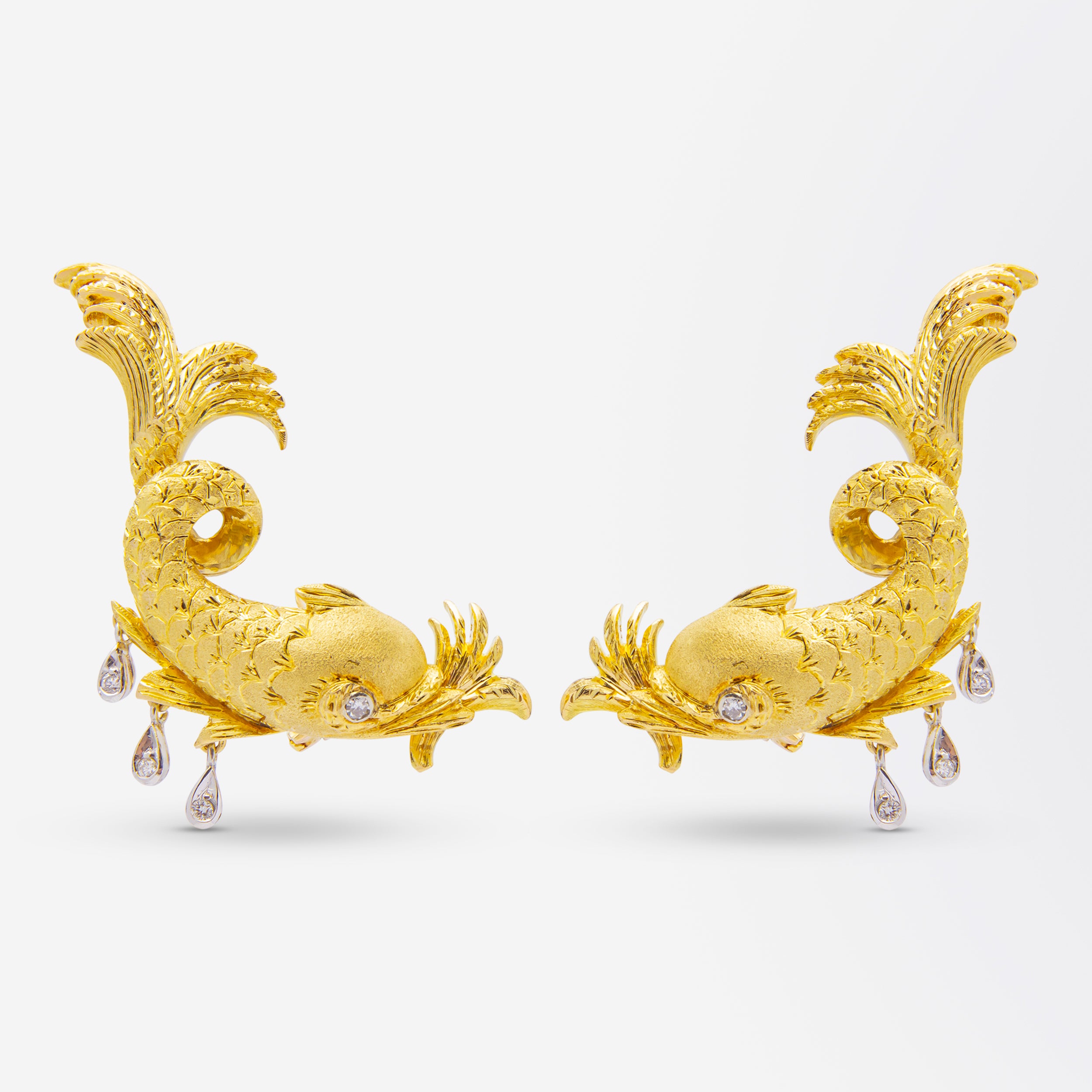18kt Yellow Gold 'Dolphin' Ear Clips With Diamonds