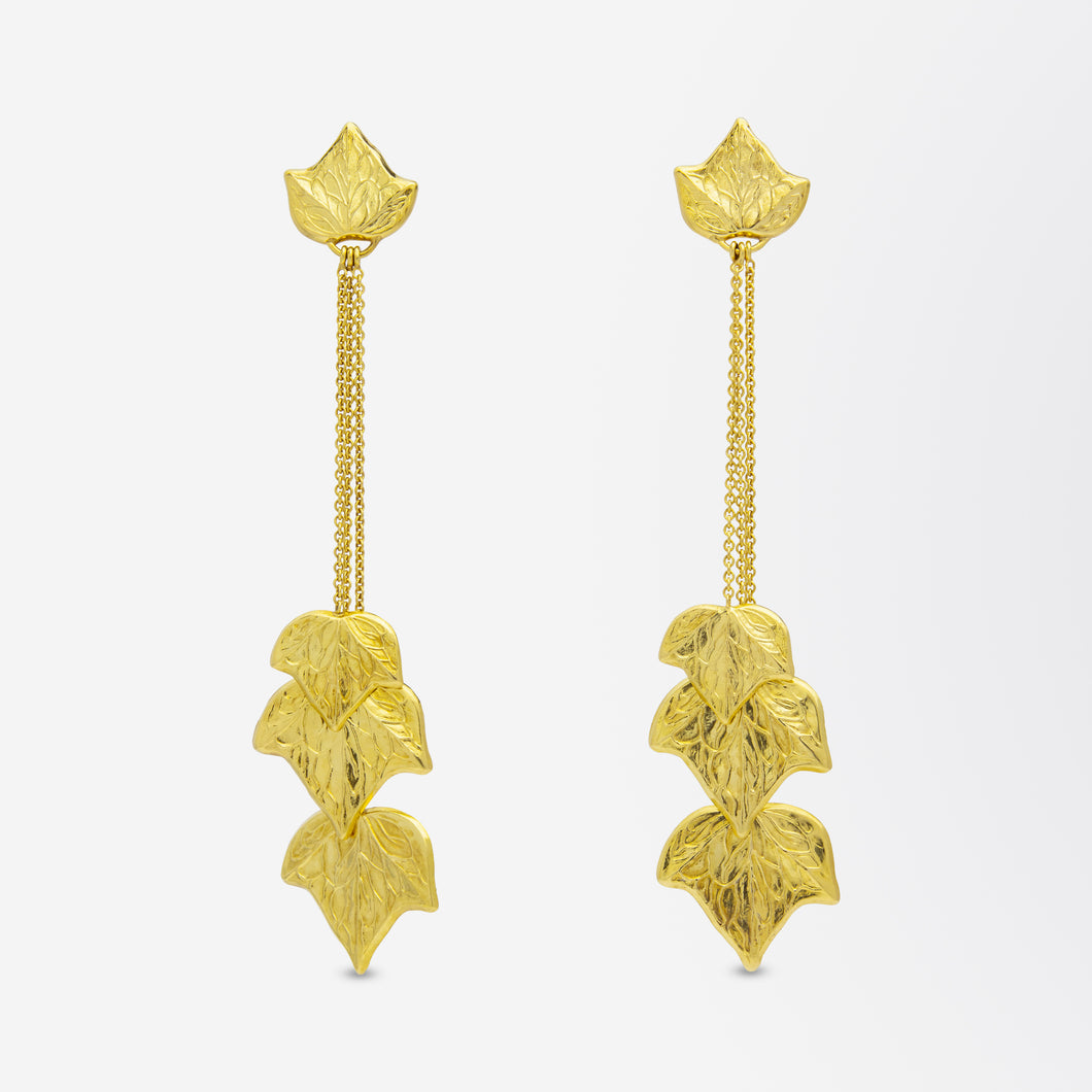 Ilias Lalaounis 18kt Gold 'Leaf' Ear Pendants