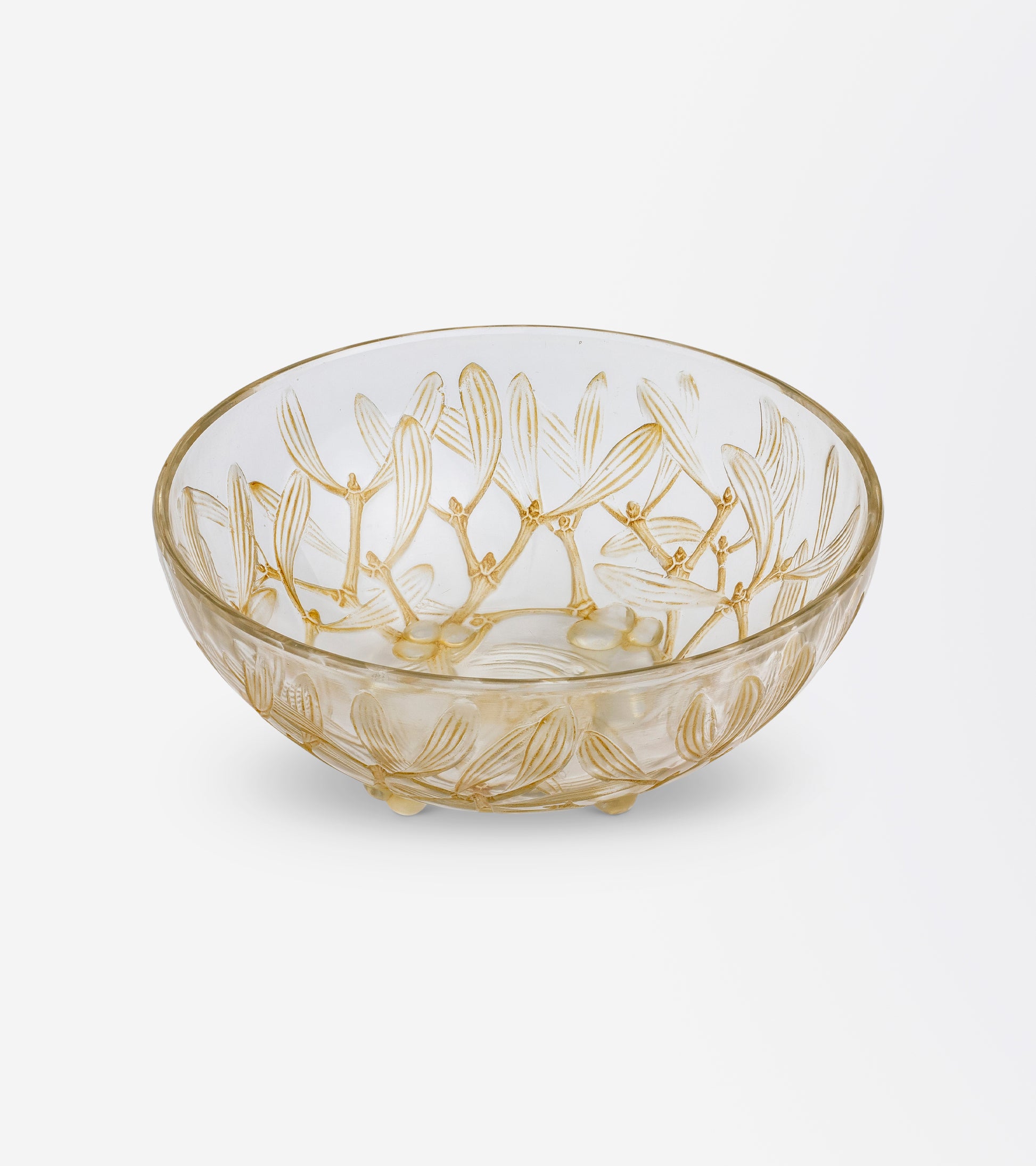 René Lalique 'Gui' Mistletoe Bowl with Sepia Patina