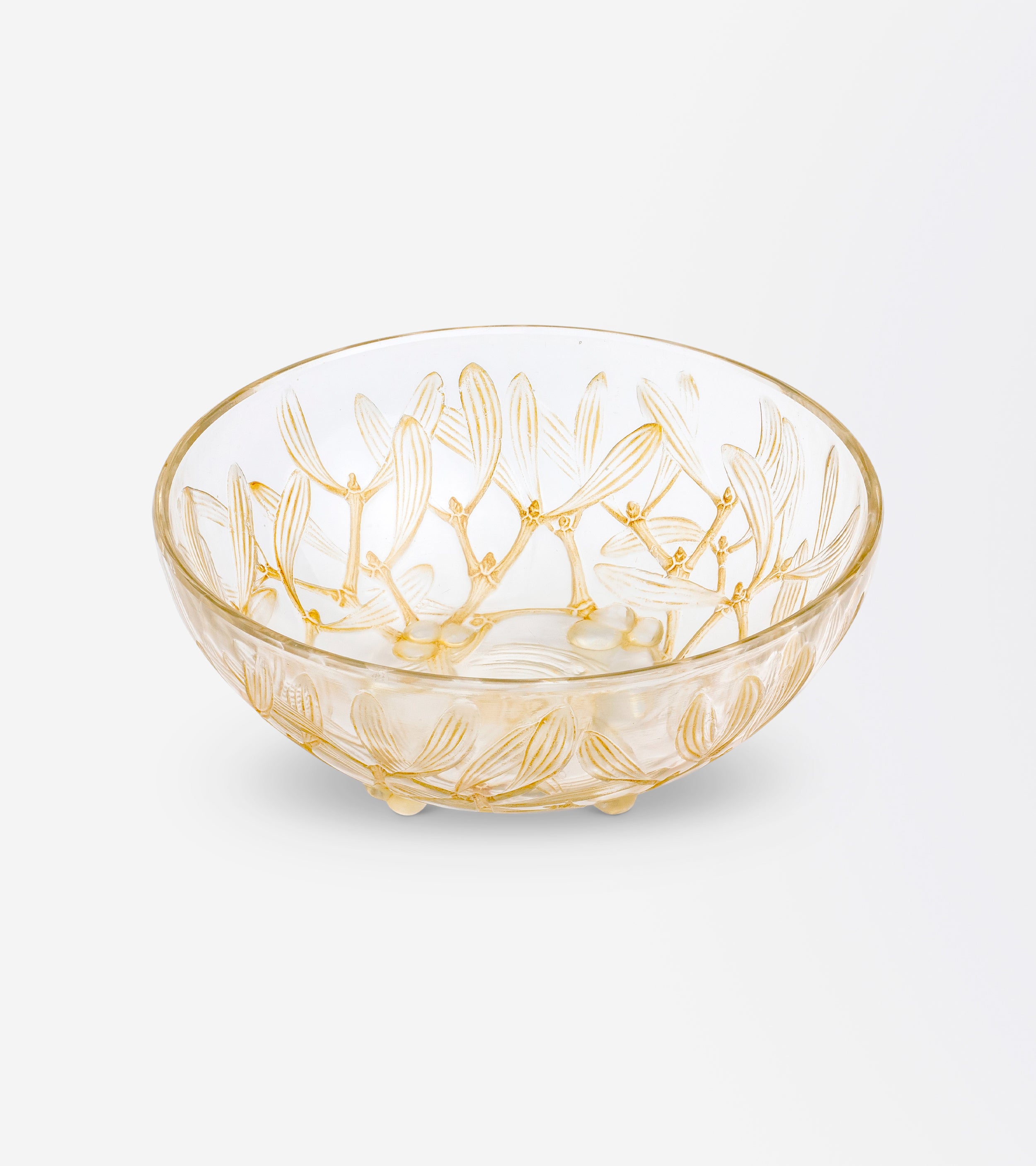 René Lalique 'Gui' Mistletoe Bowl with Sepia Patina