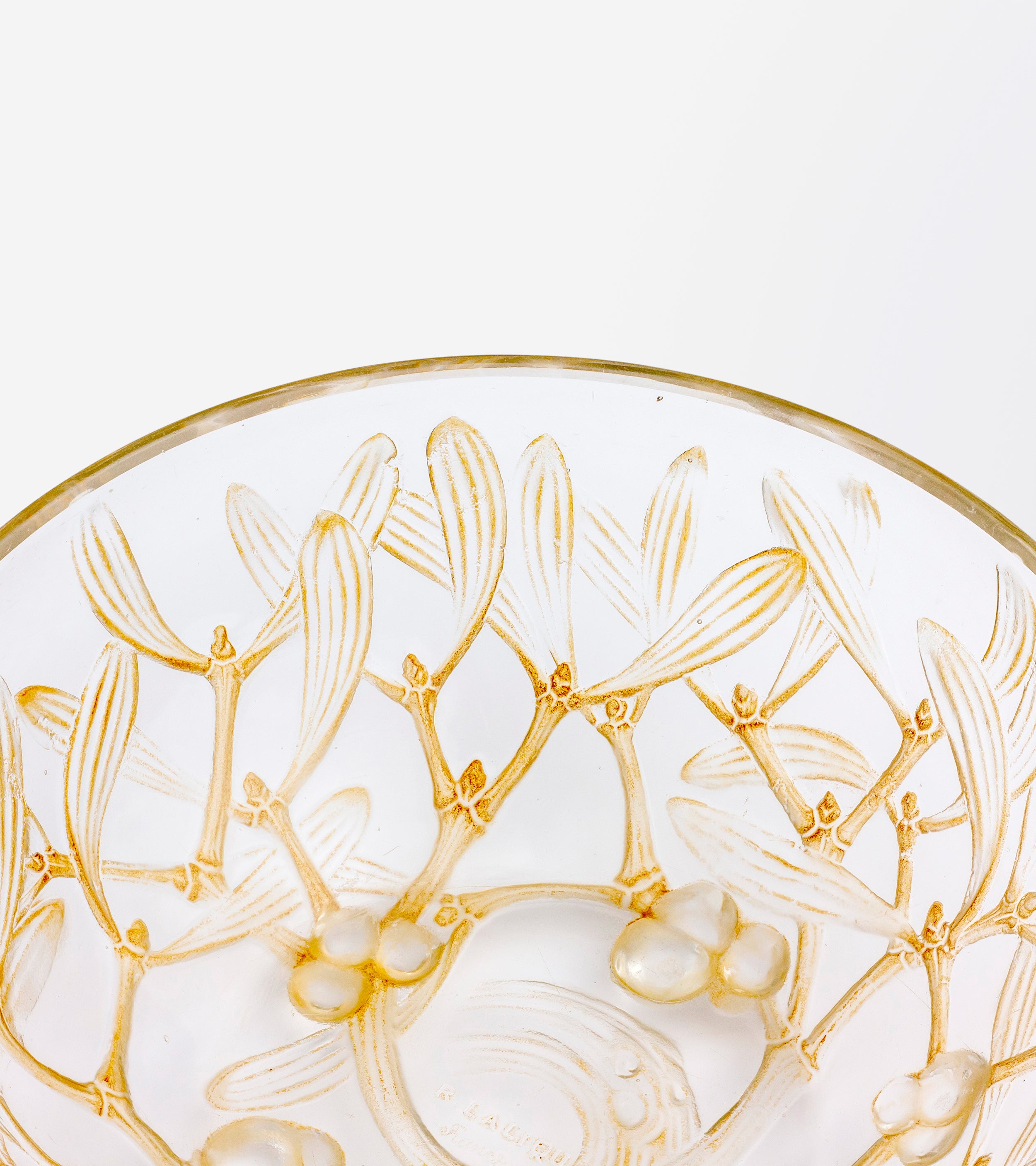 René Lalique 'Gui' Mistletoe Bowl with Sepia Patina