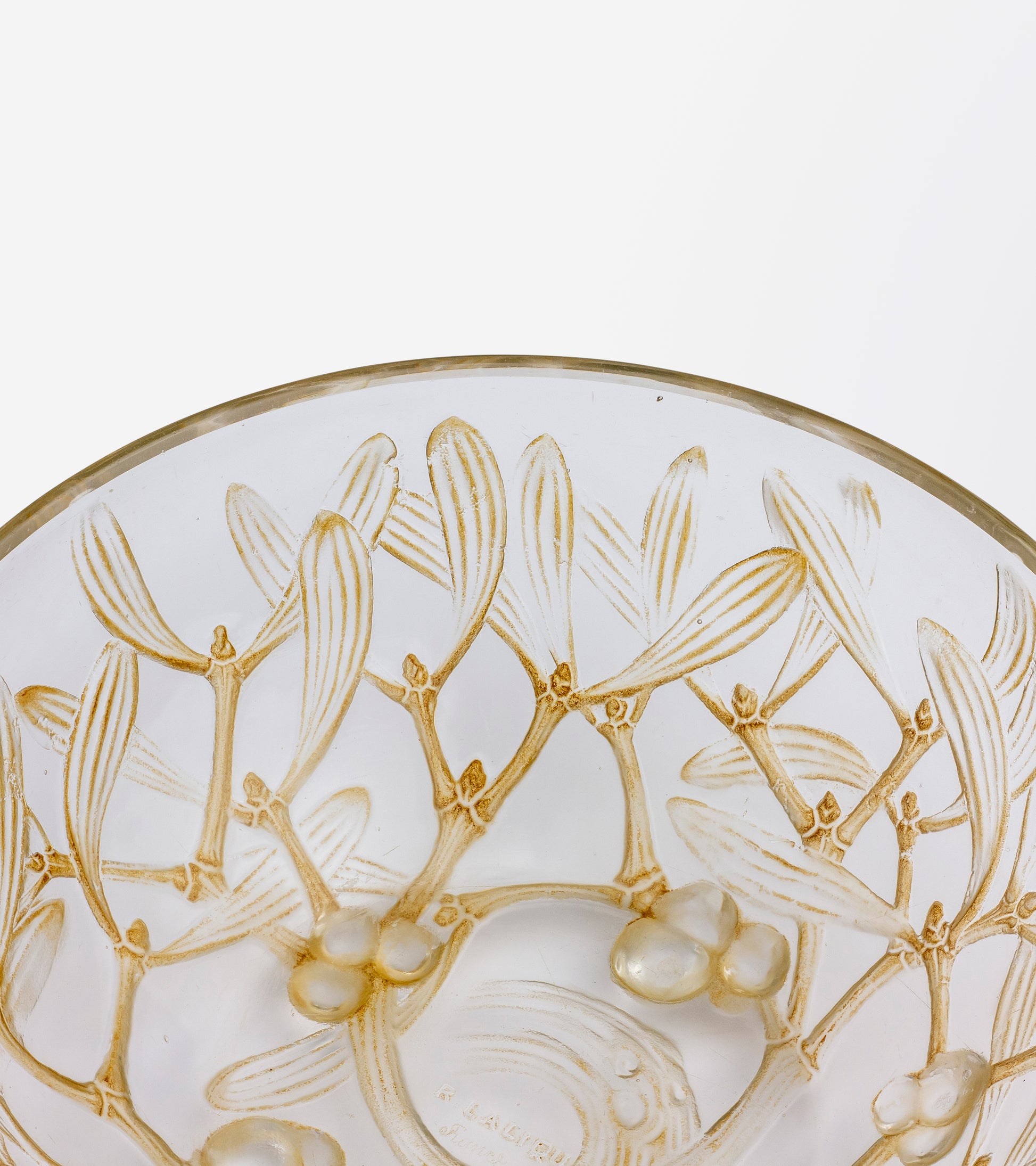 René Lalique 'Gui' Mistletoe Bowl with Sepia Patina