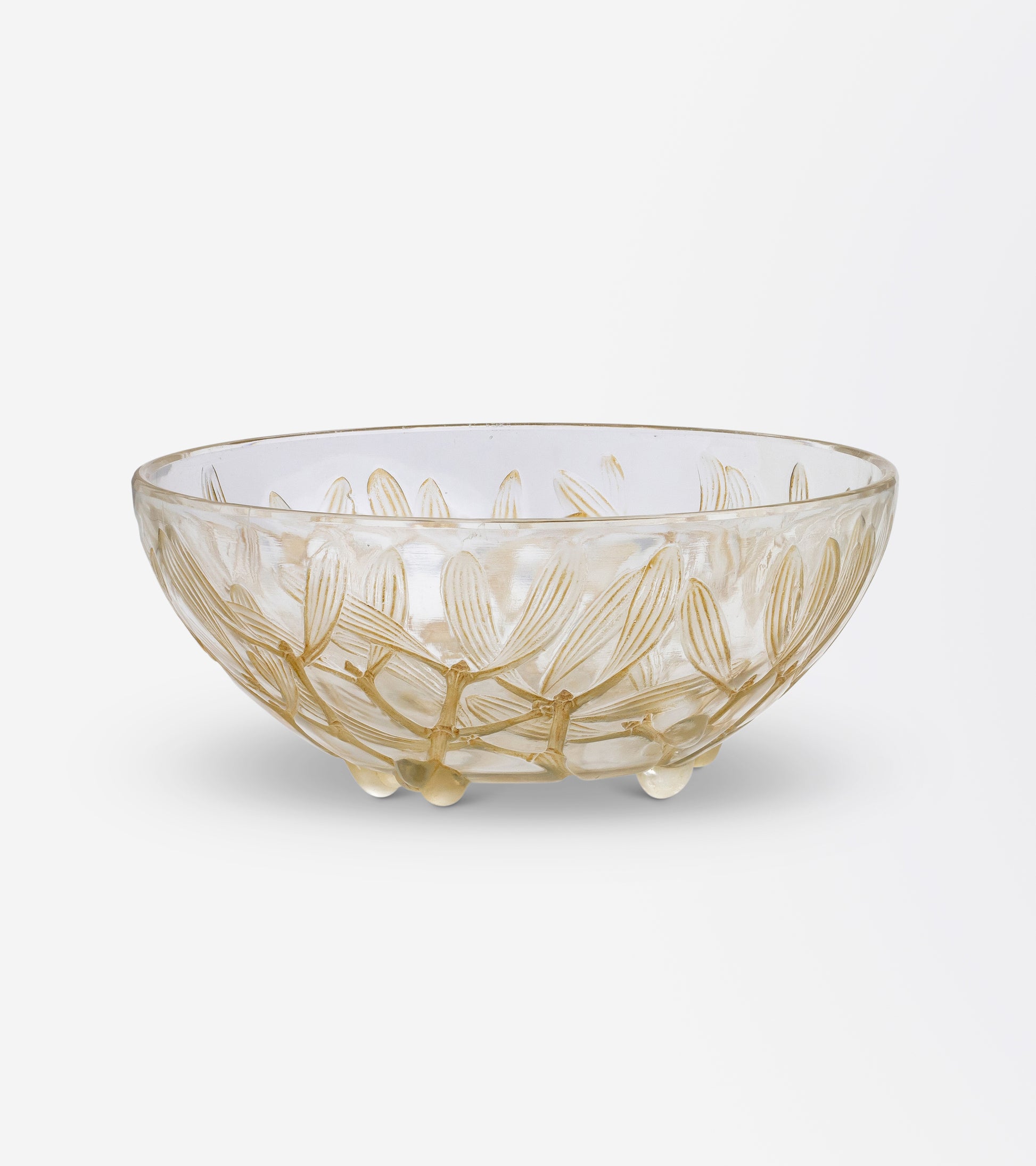 René Lalique 'Gui' Mistletoe Bowl with Sepia Patina