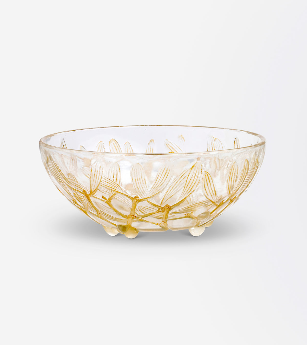 René Lalique 'Gui' Mistletoe Bowl with Sepia Patina