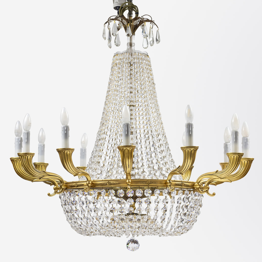 Hollywood Regency Crystal Chandelier