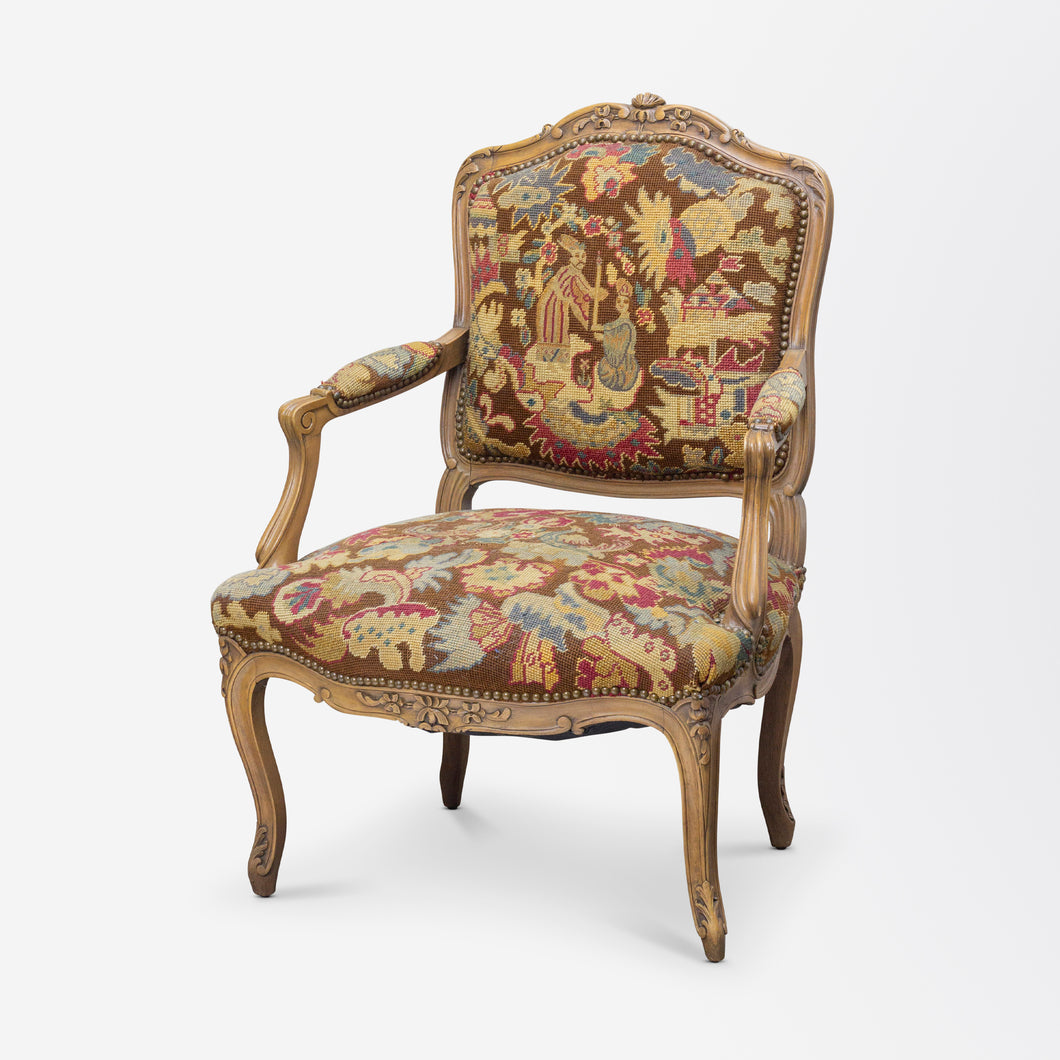 19th Century Louis XV Carved Walnut Armchair