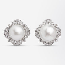 Load image into Gallery viewer, Mid Century Diamond &amp; Mabe Pearl Ear Clips
