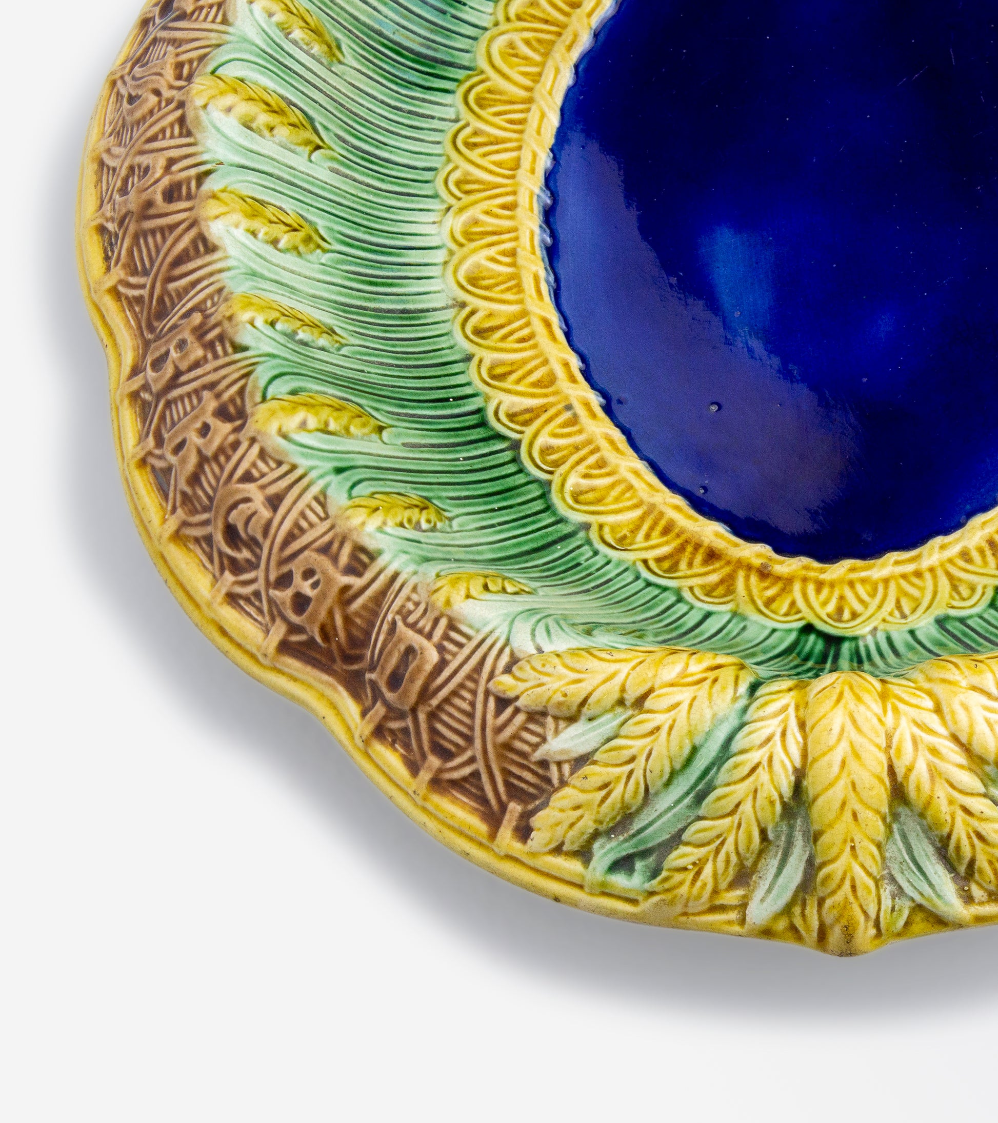 Majolica "Eat Thy Bread with Thankfulness" Bread Plate