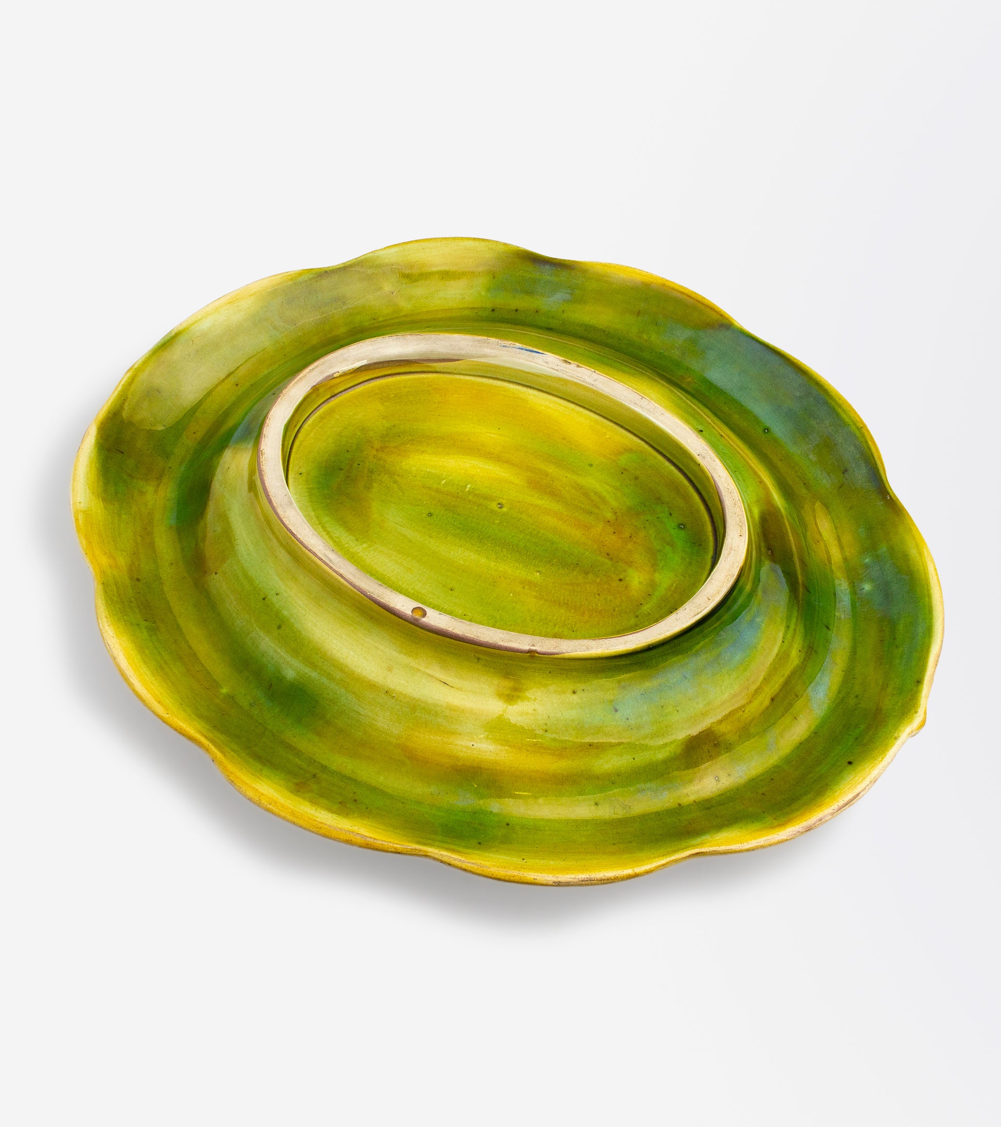 Majolica "Eat Thy Bread with Thankfulness" Bread Plate