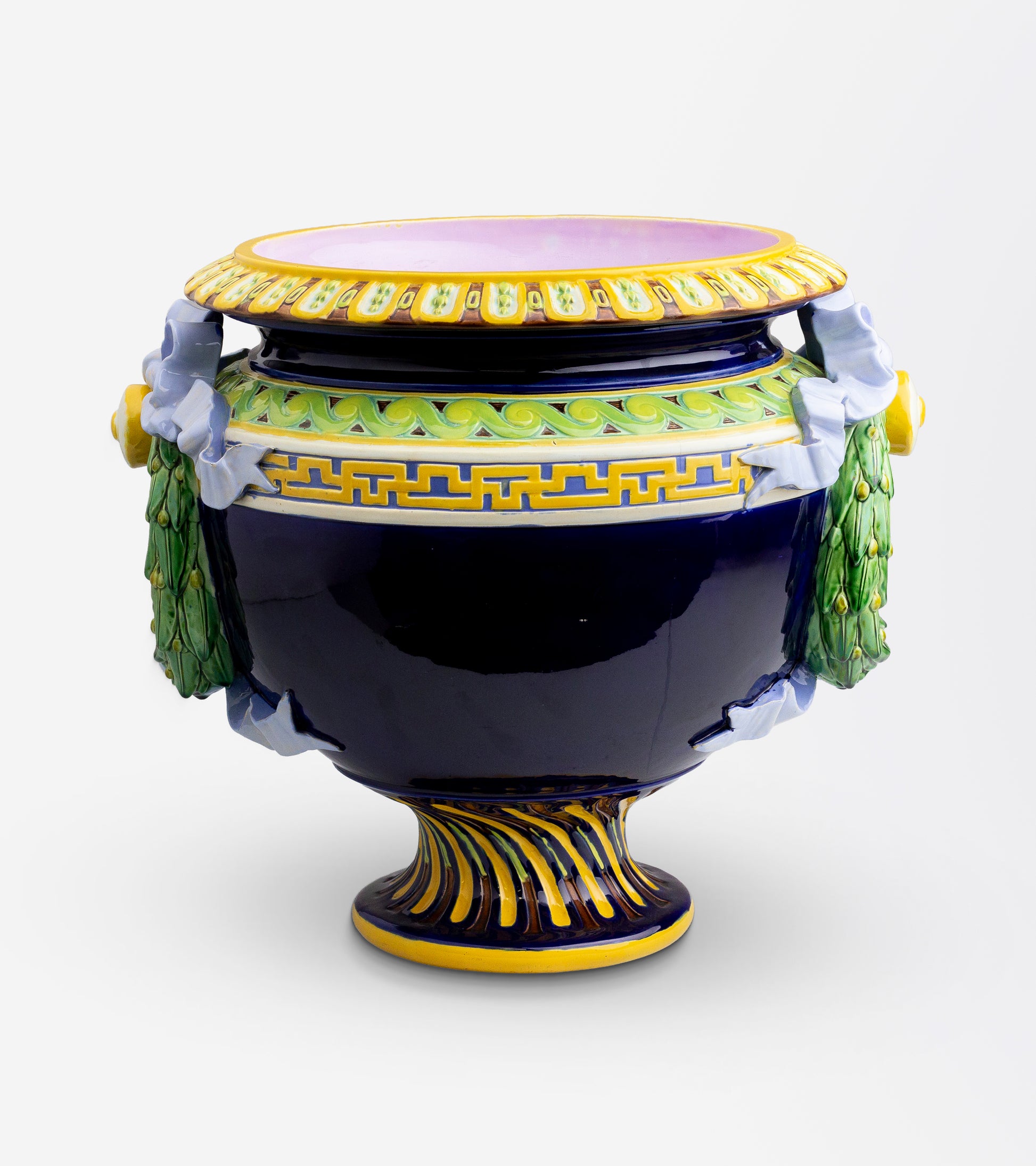 Large Antique Majolica Jardiniere /  Vase by Minton