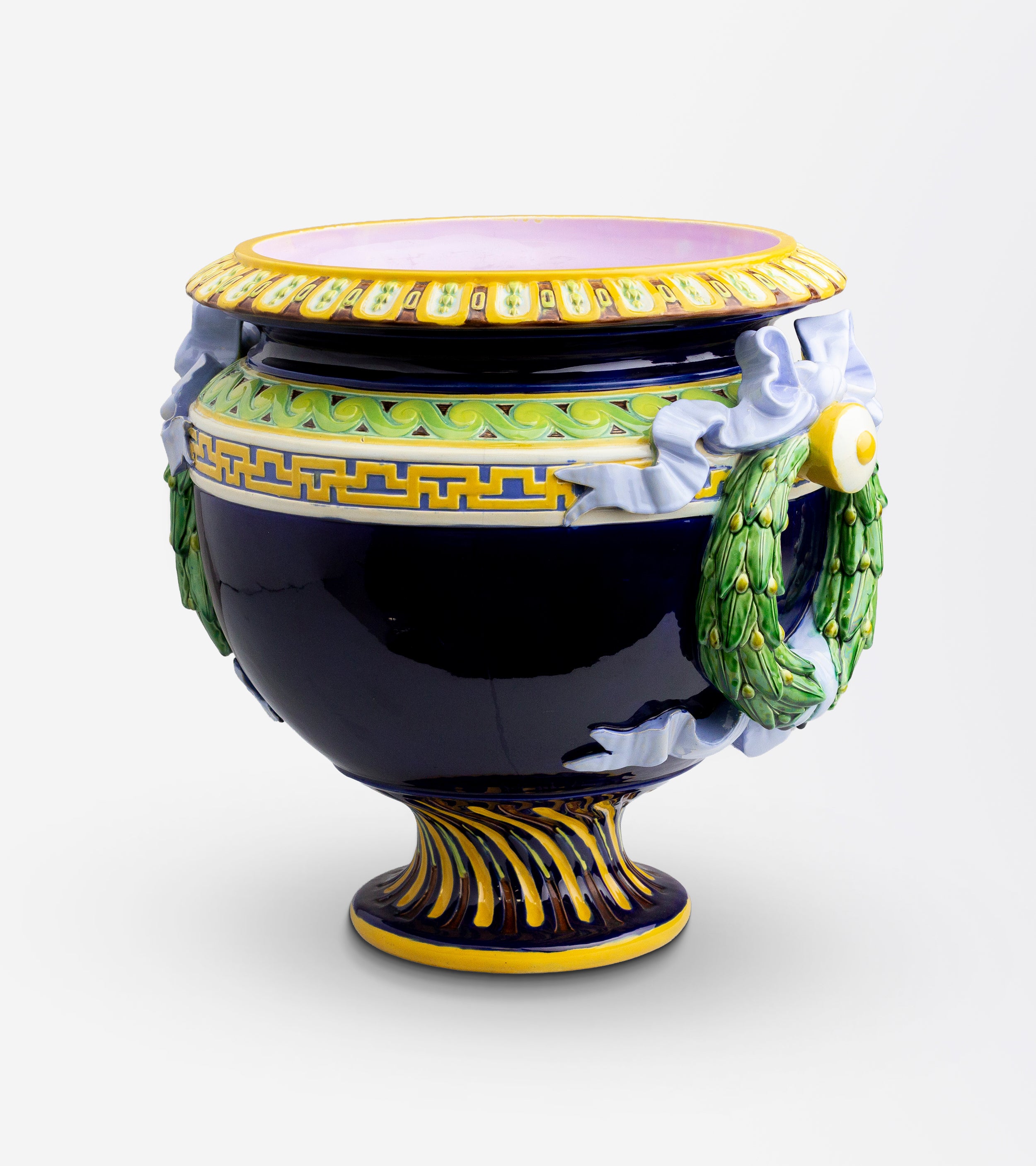 Large Antique Majolica Jardiniere /  Vase by Minton