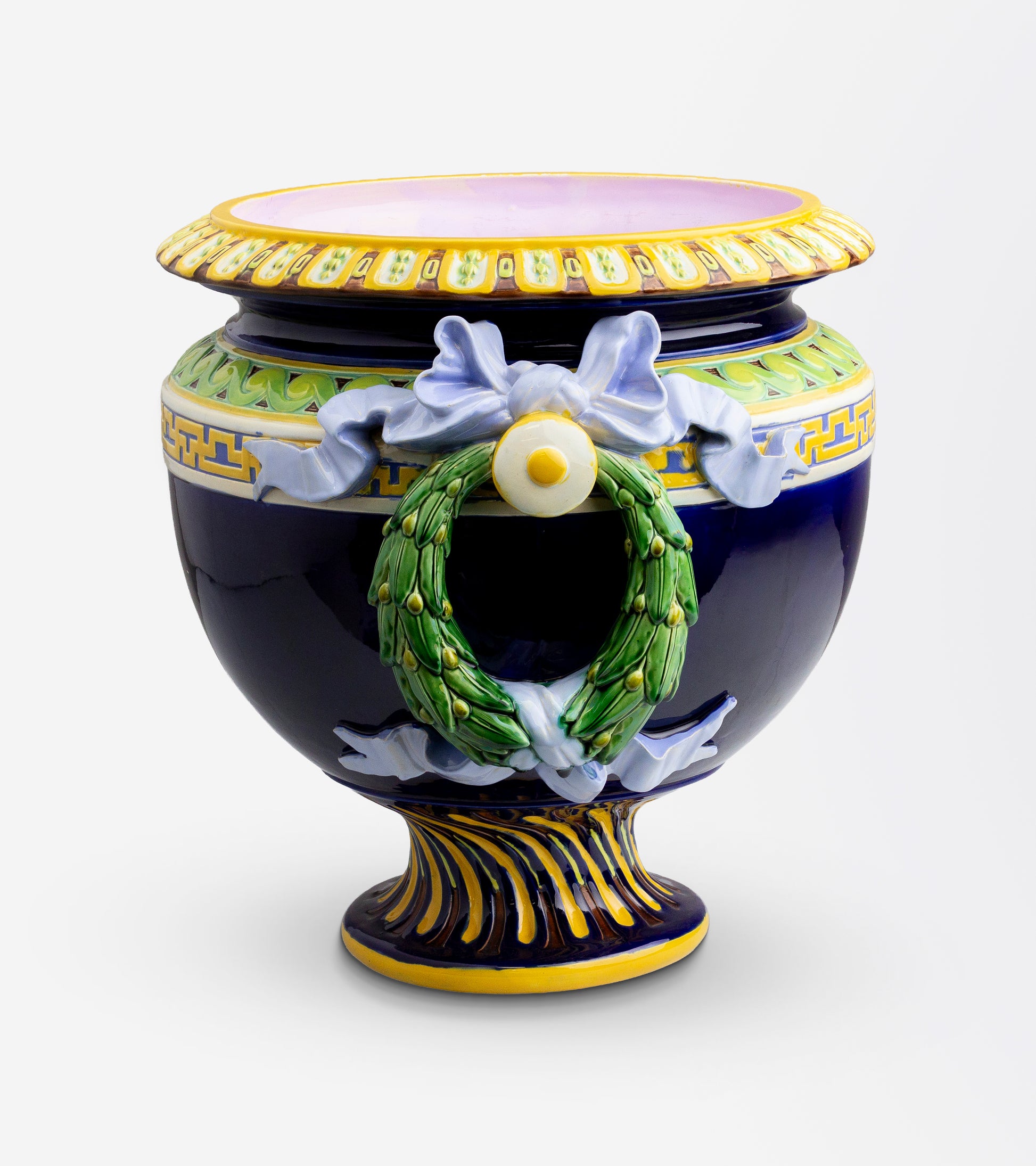 Large Antique Majolica Jardiniere /  Vase by Minton