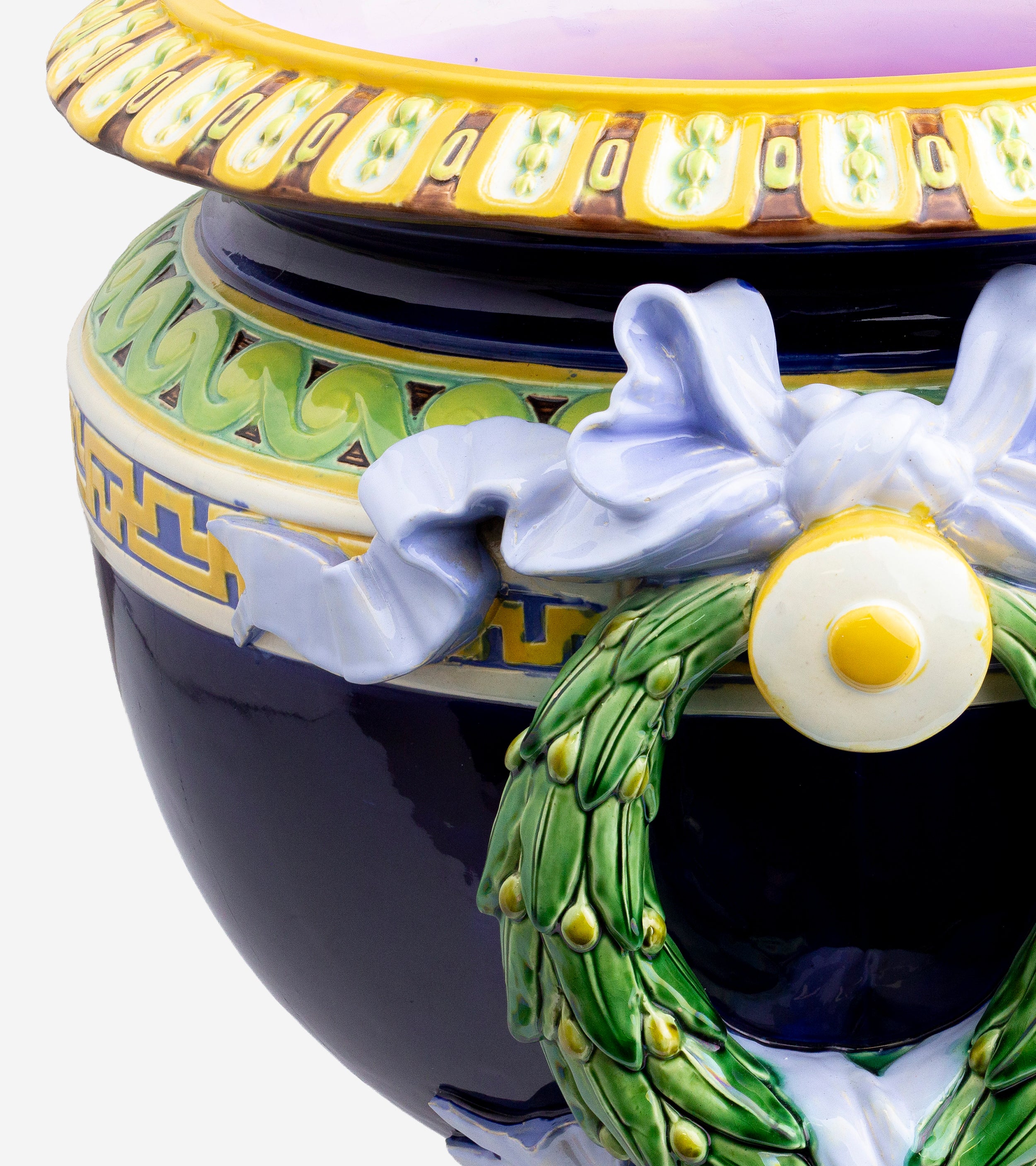 Large Antique Majolica Jardiniere /  Vase by Minton