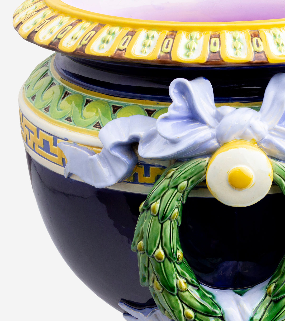 Large Antique Majolica Jardiniere /  Vase by Minton