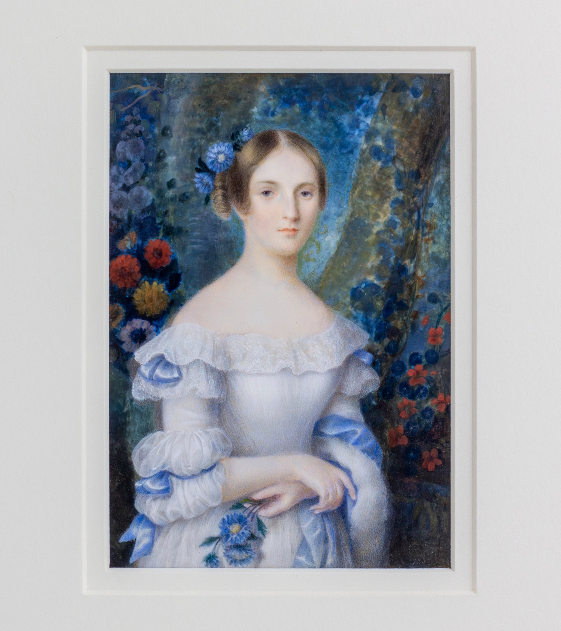 French Miniature Portrait on Ivory in Contemporary Frame