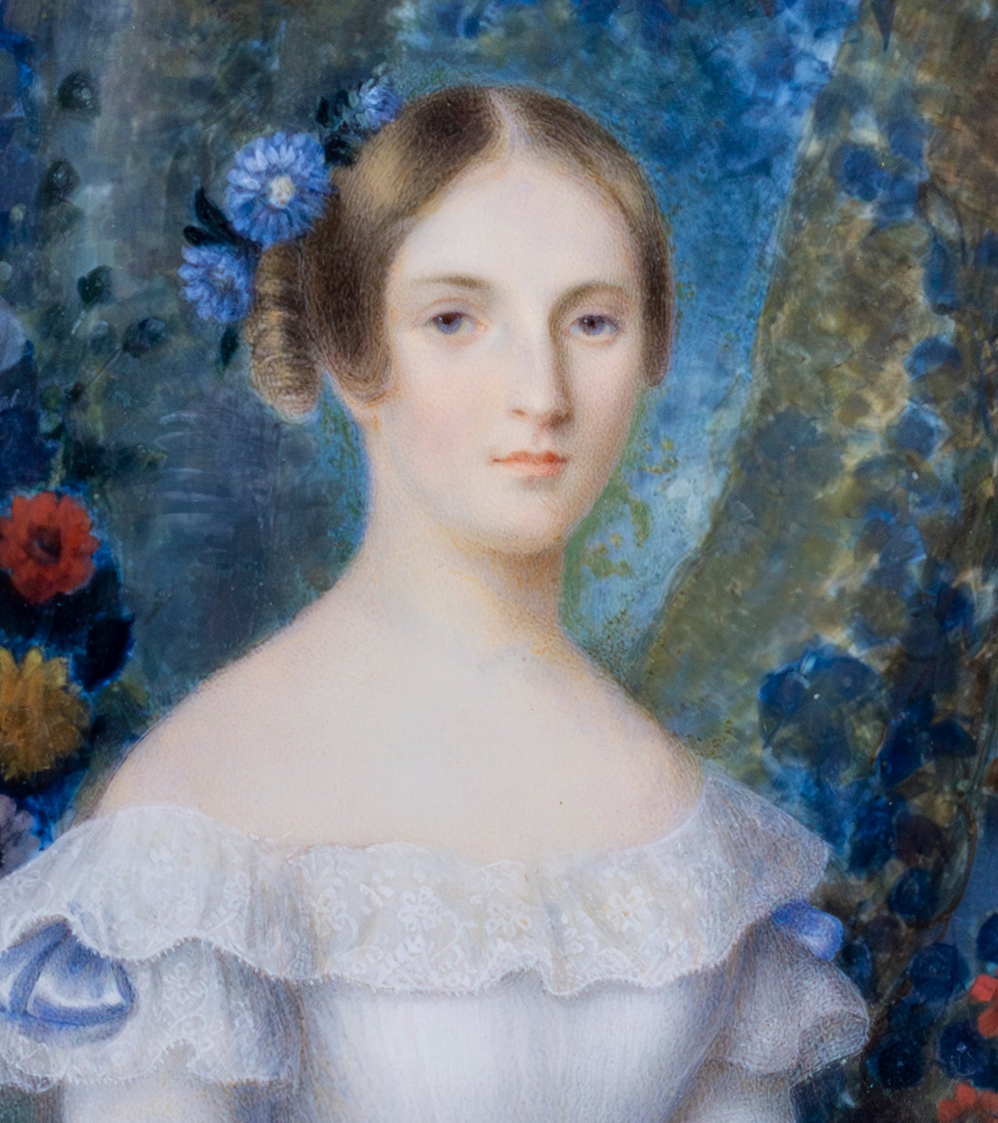 French Miniature Portrait on Ivory in Contemporary Frame