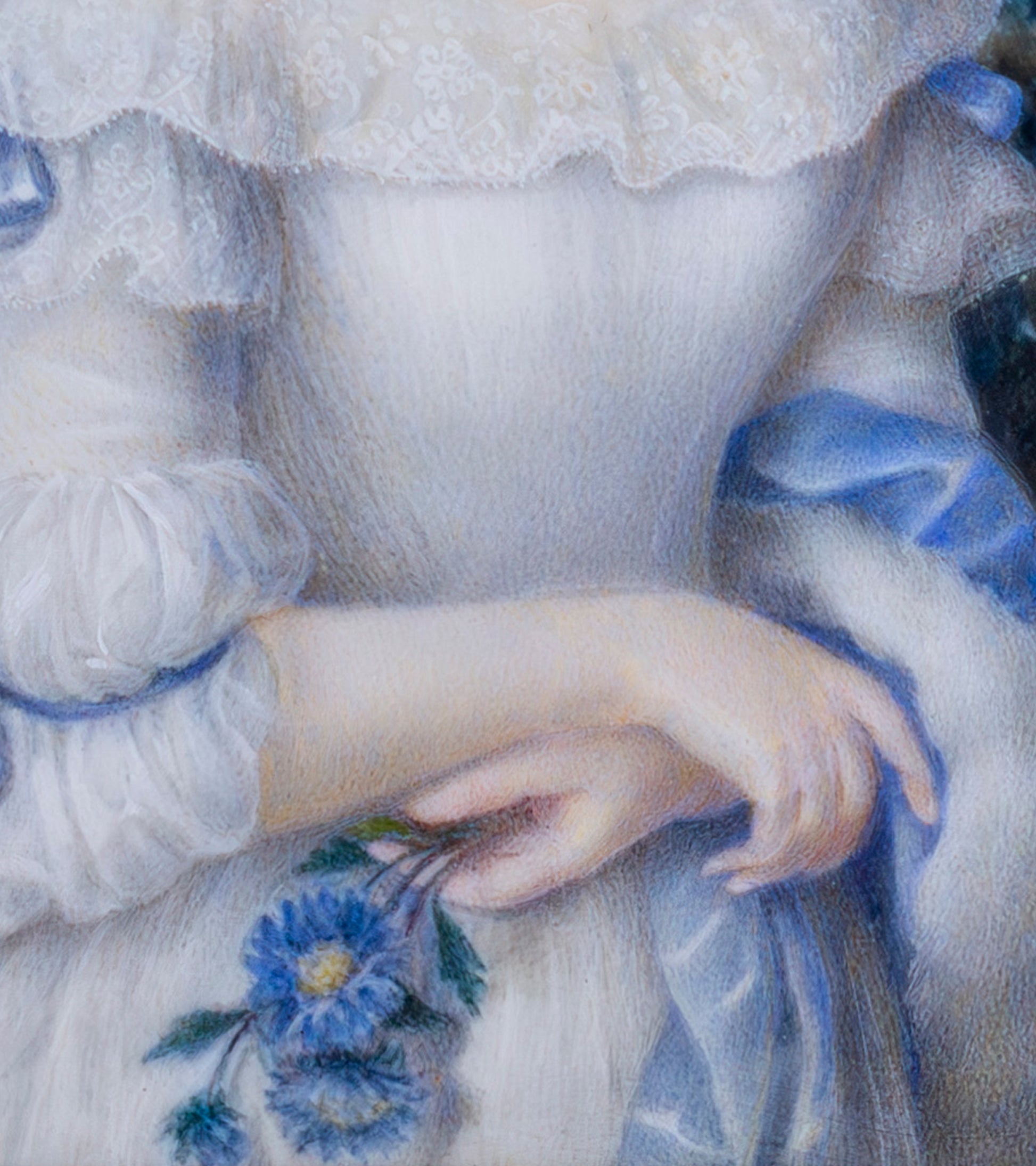 French Miniature Portrait on Ivory in Contemporary Frame