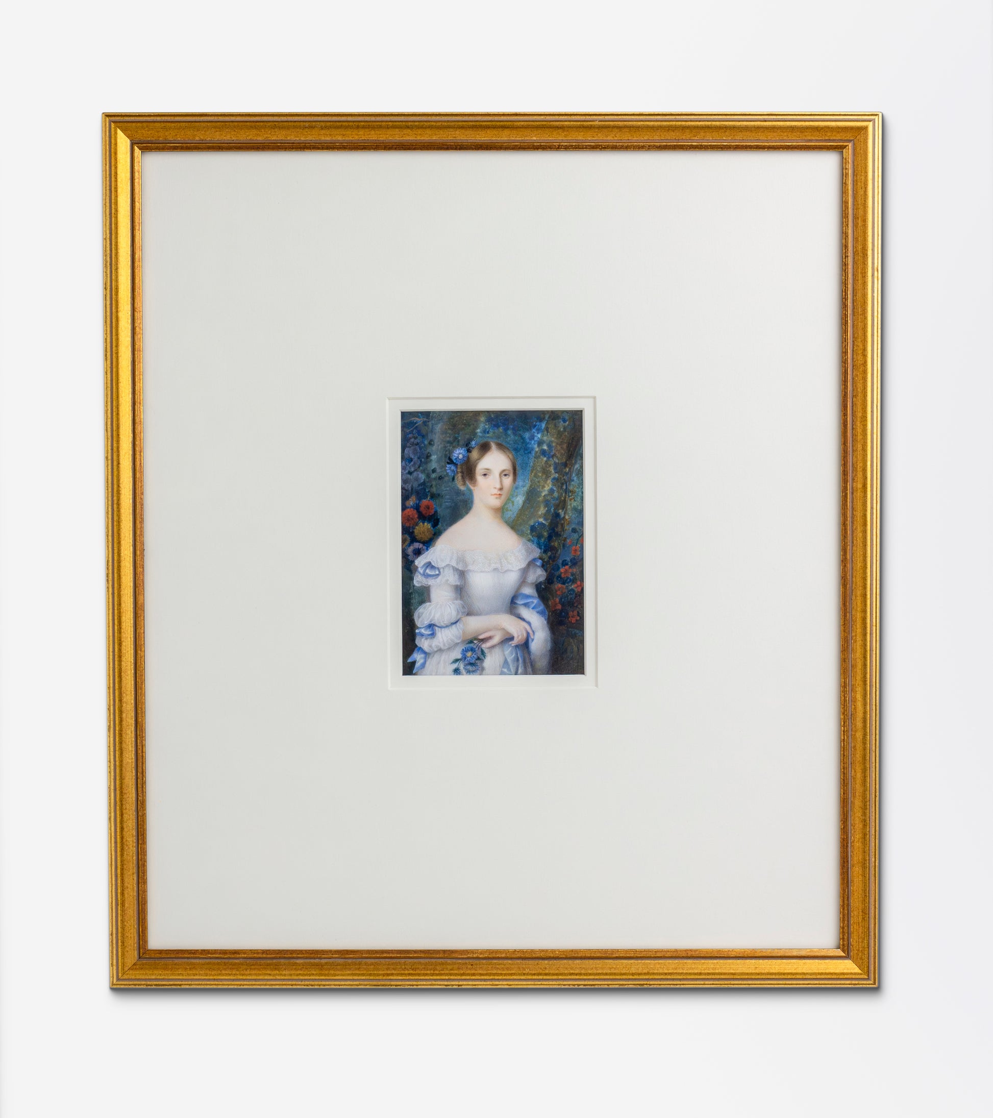 French Miniature Portrait on Ivory in Contemporary Frame