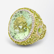 Load image into Gallery viewer, Green Tourmaline, Peridot and Diamond Ring by &#39;Hubert&#39;
