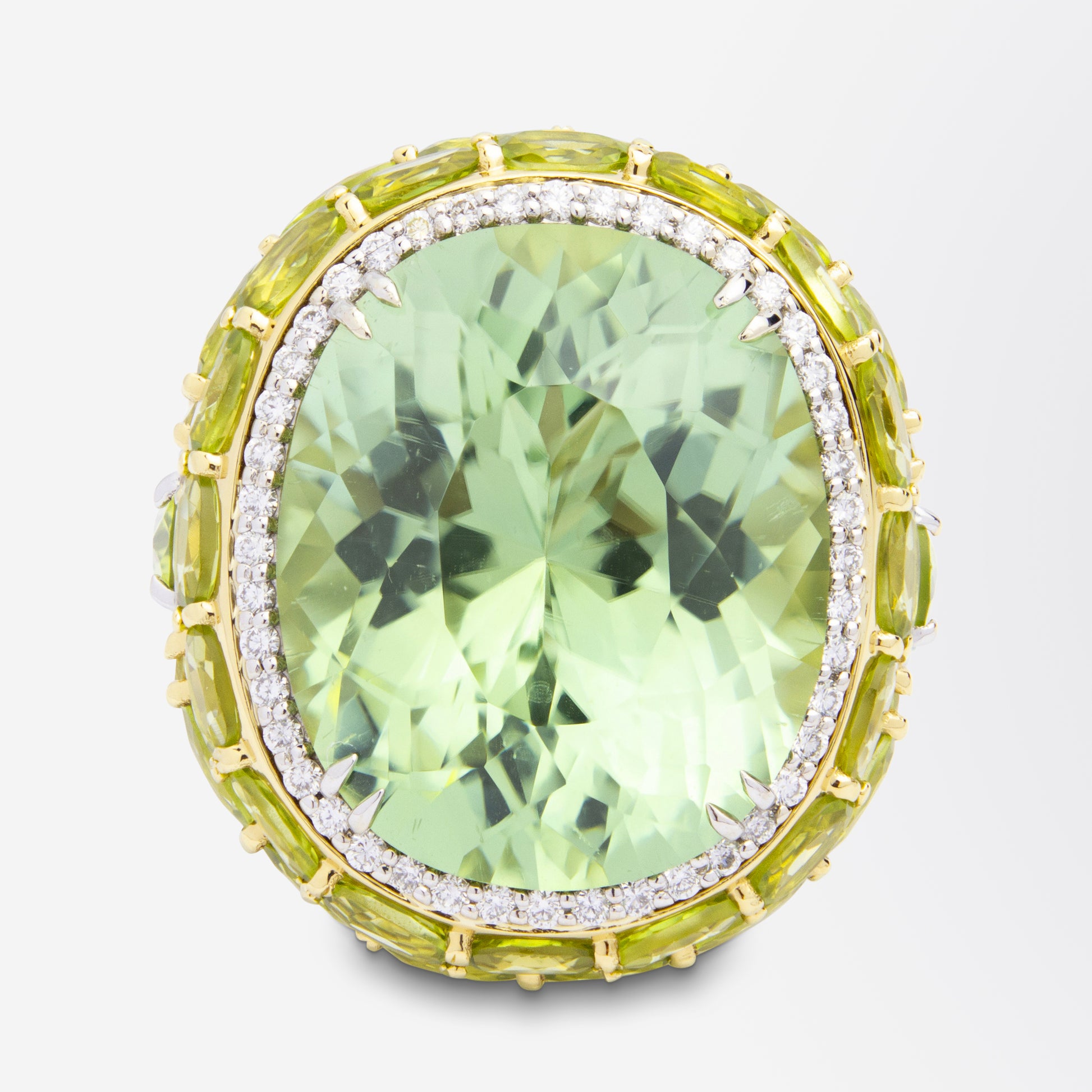 Green Tourmaline, Peridot and Diamond Ring by 'Hubert'