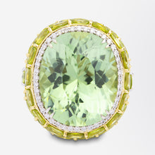 Load image into Gallery viewer, Green Tourmaline, Peridot and Diamond Ring by &#39;Hubert&#39;
