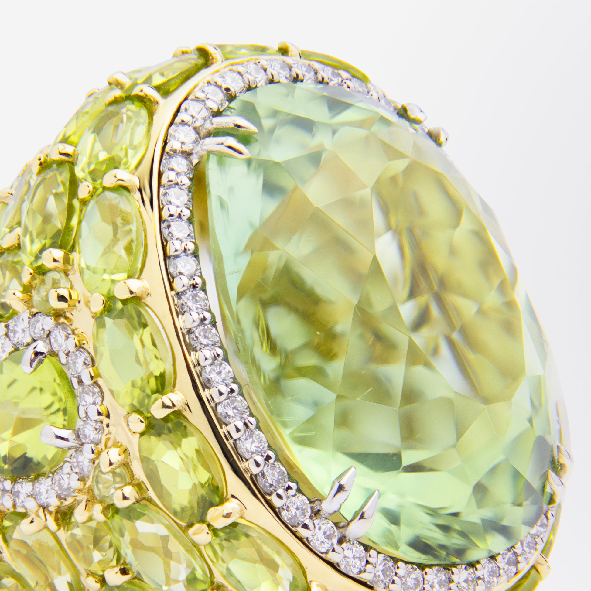 Green Tourmaline, Peridot and Diamond Ring by 'Hubert'