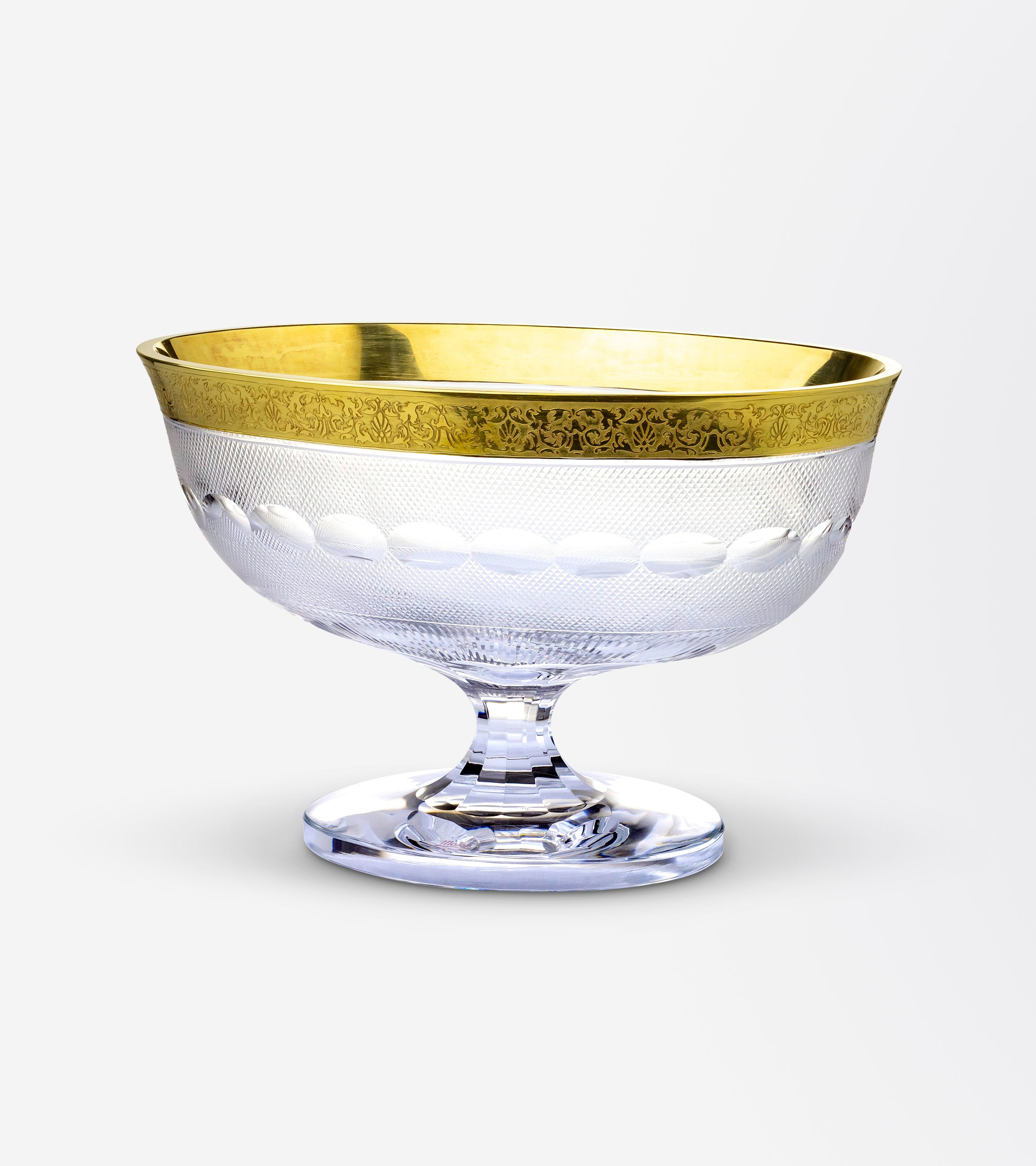 Large Crystal Centrepiece with Gilt Rim by Moser in the "Splendid" Pattern - The Antique Guild
