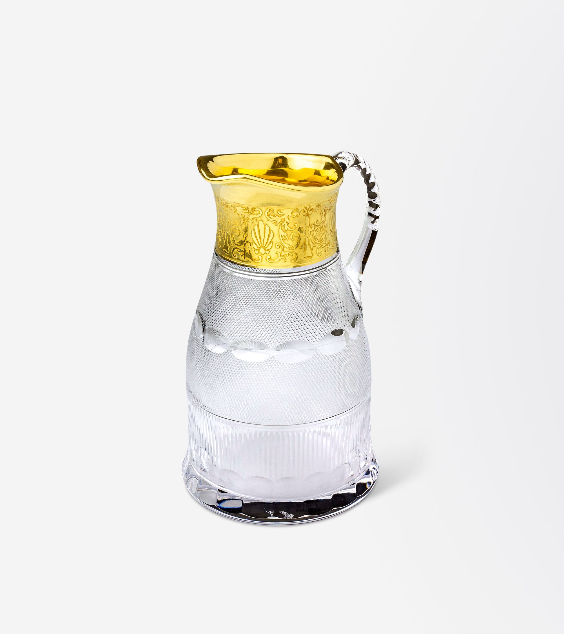 Hand Blown Crystal Pitcher by Moser in "Splendid" Pattern - The Antique Guild