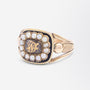 Georgian 18kt Gold, Enamel and Seed Pearl Mourning Ring