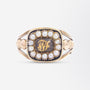 Georgian 18kt Gold, Enamel and Seed Pearl Mourning Ring