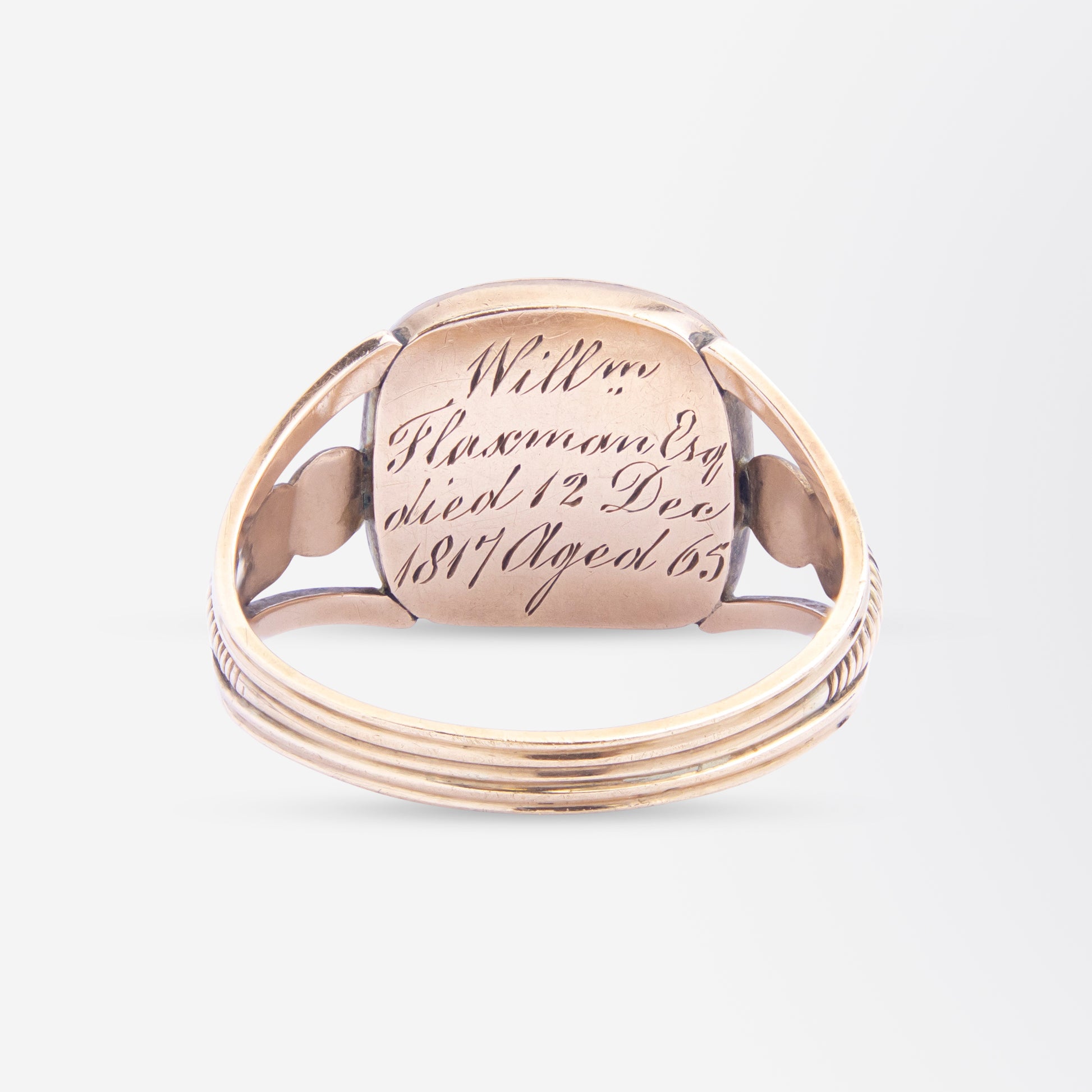 Georgian 18kt Gold, Enamel and Seed Pearl Mourning Ring