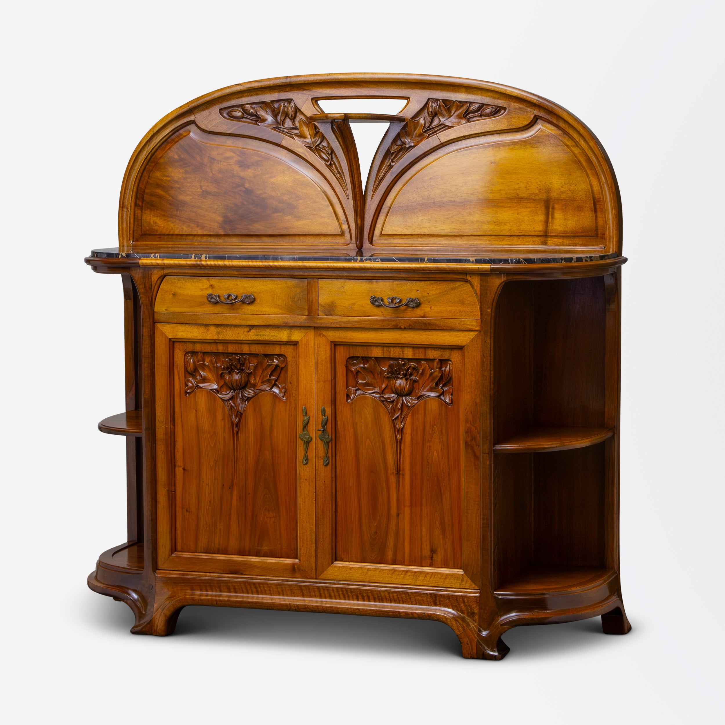 French Art Nouveau Carved Walnut Buffet