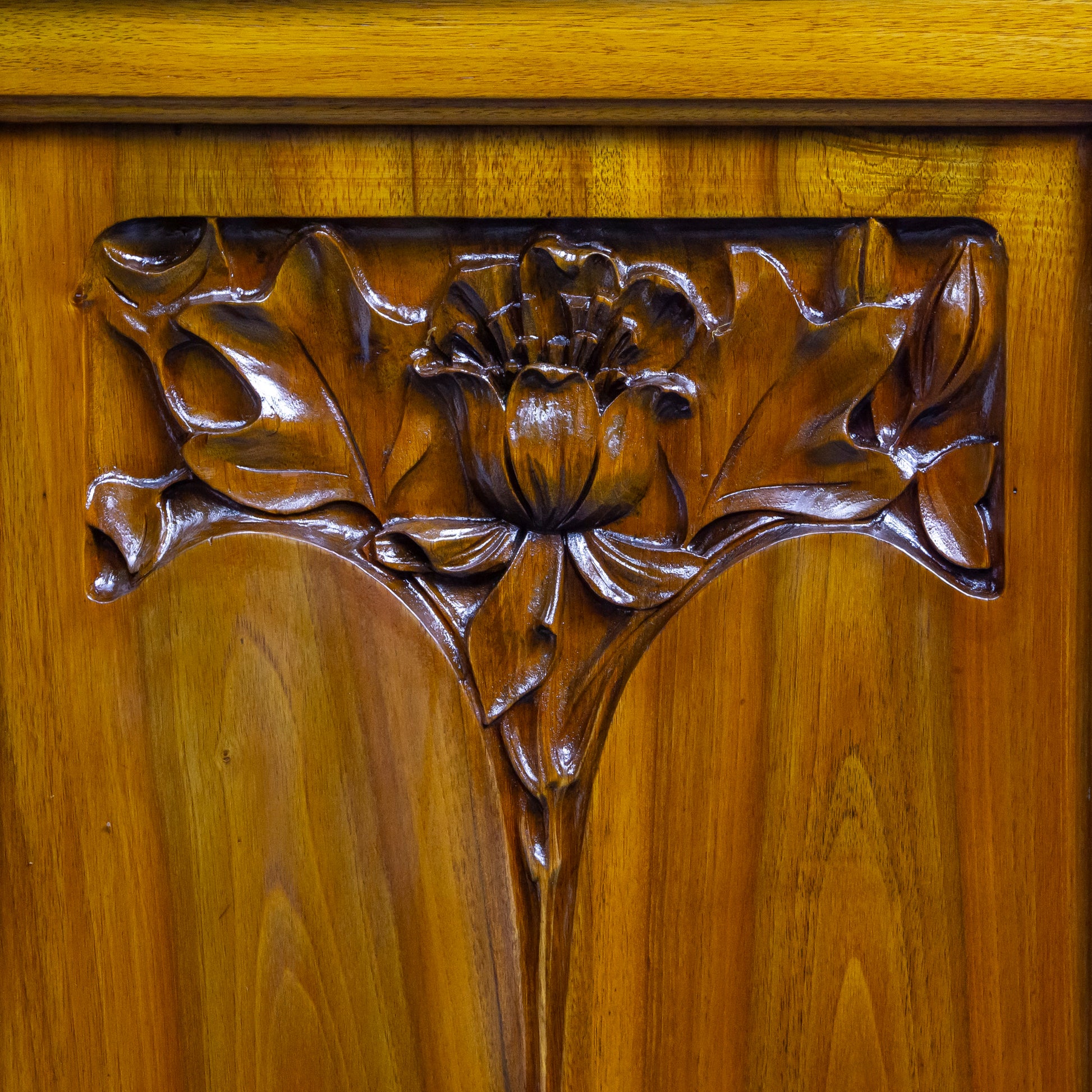 French Art Nouveau Carved Walnut Buffet