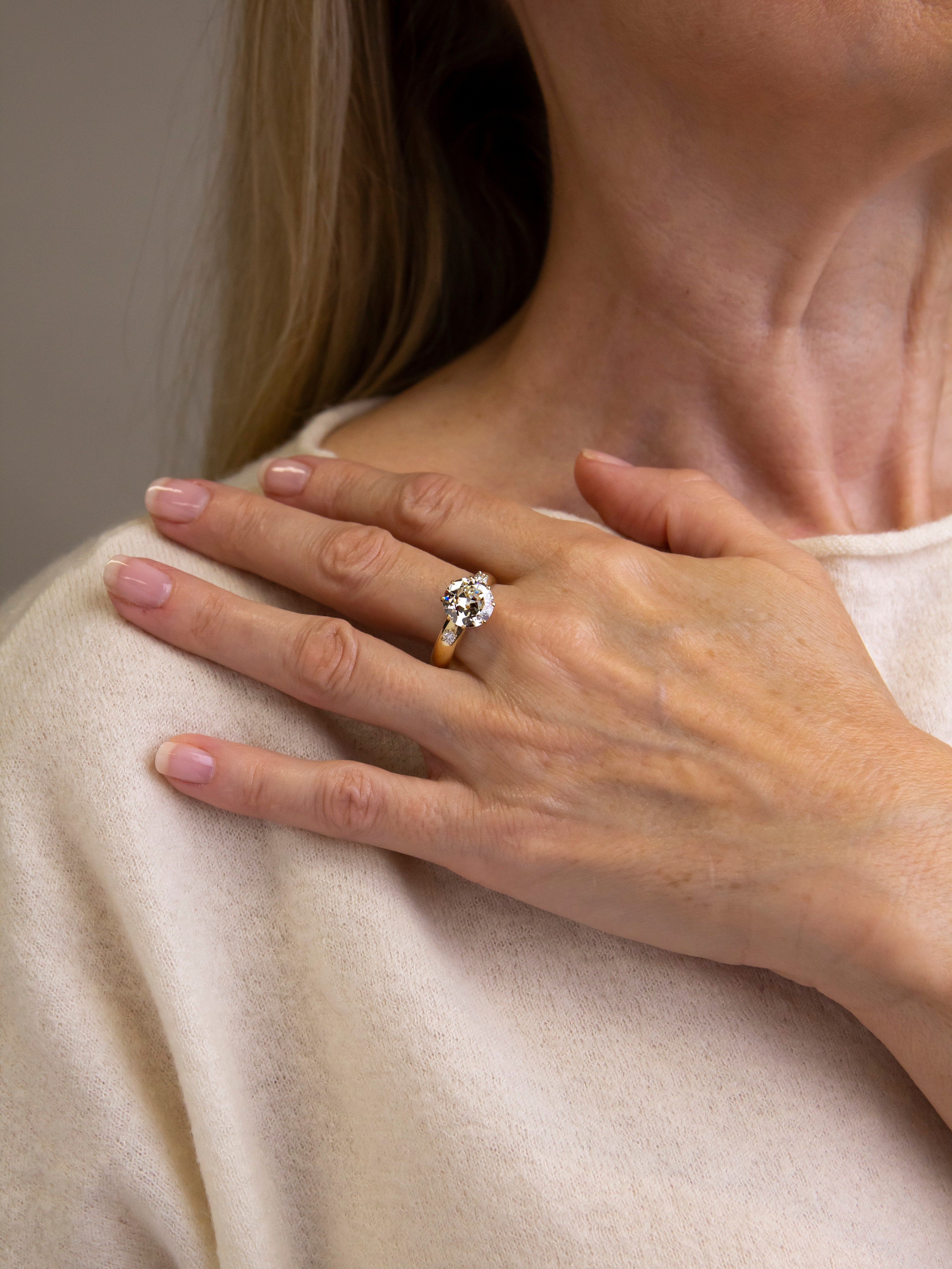 3.30 Carat Old European Cut Diamond Ring