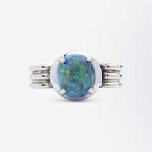 Load image into Gallery viewer, 18kt White Gold &amp; Solid Cabochon Opal Ring
