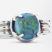 Load image into Gallery viewer, 18kt White Gold &amp; Solid Cabochon Opal Ring
