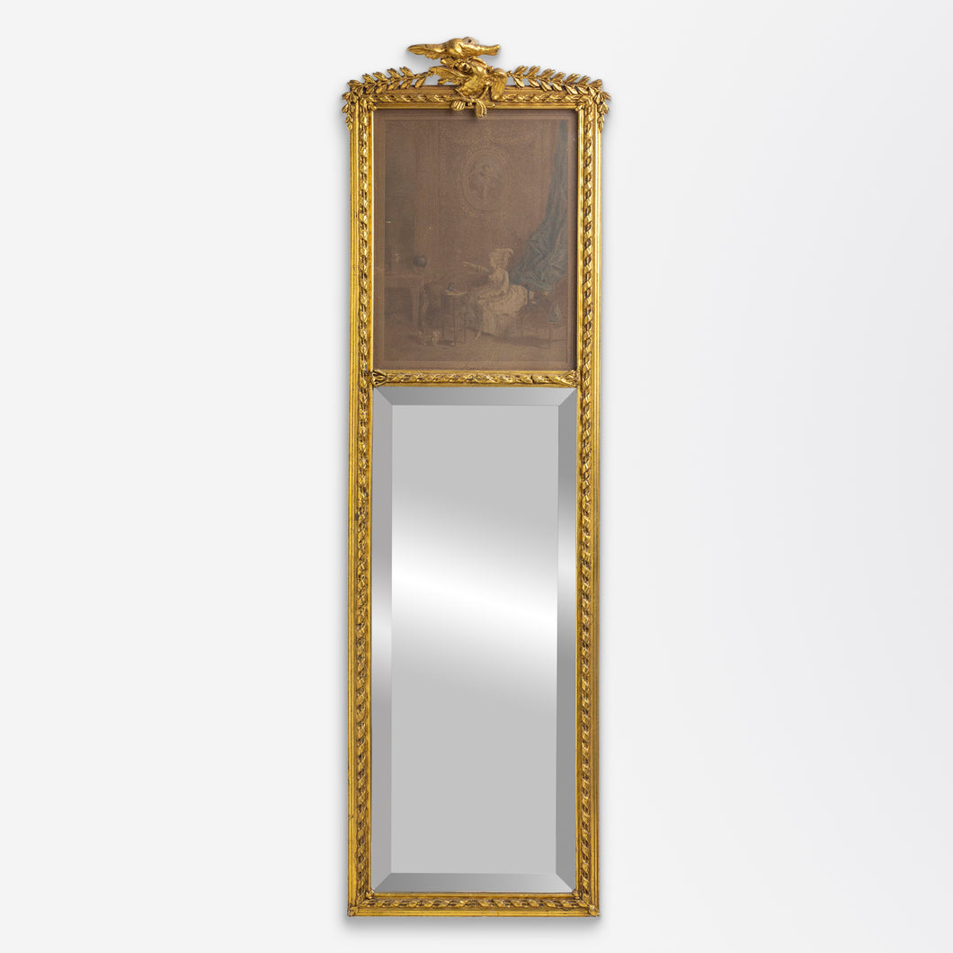 Georgian Giltwood Mirror with a Print Panel