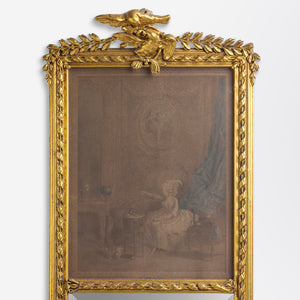 Georgian Giltwood Mirror with a Print Panel