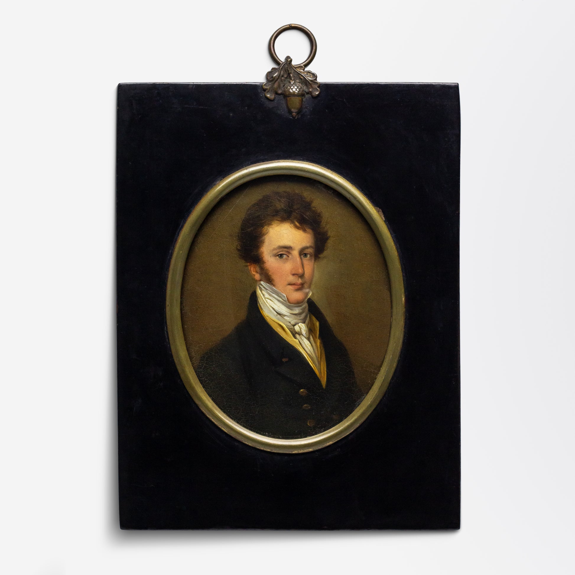 Regency Period Oil on Copper Miniature Portrait - The Antique Guild