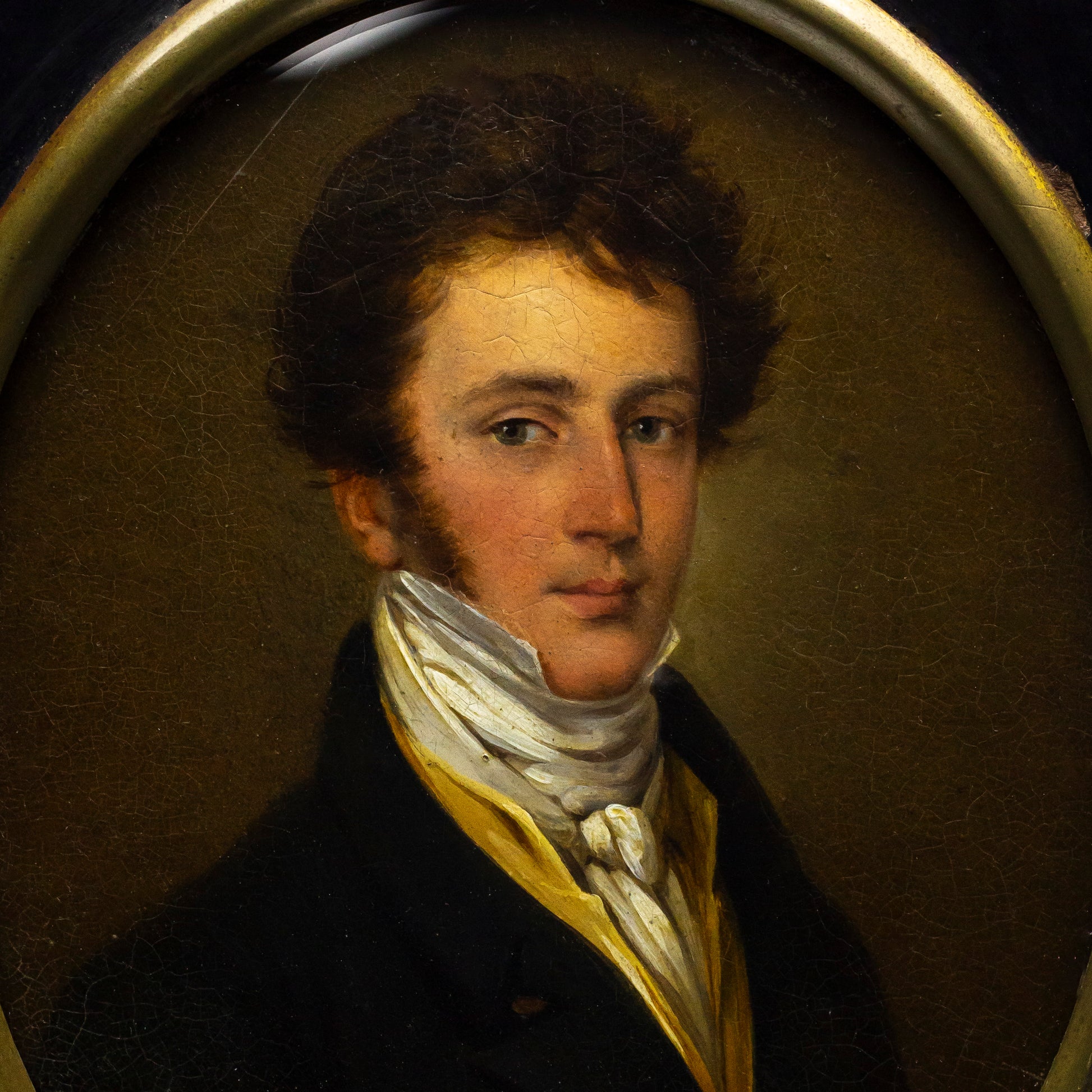 Regency Period Oil on Copper Miniature Portrait - The Antique Guild