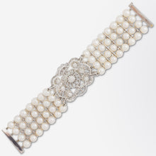 Load image into Gallery viewer, Impressive Diamond &amp; Pearl Bracelet Set in Platinum Retailed by David R. Balogh

