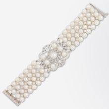 Load image into Gallery viewer, Impressive Diamond &amp; Pearl Bracelet Set in Platinum Retailed by David R. Balogh

