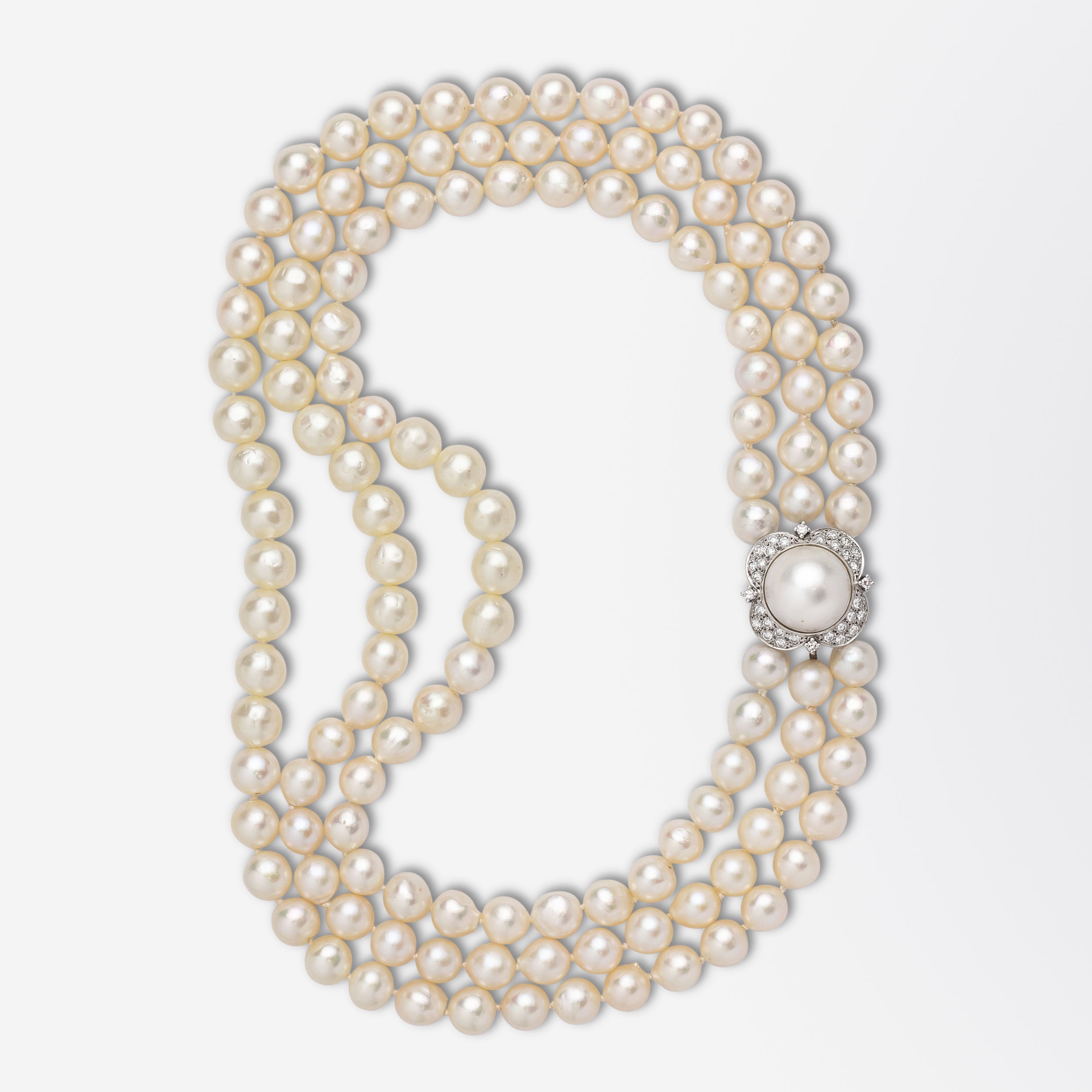 Collier de perles et de diamants style années 50
