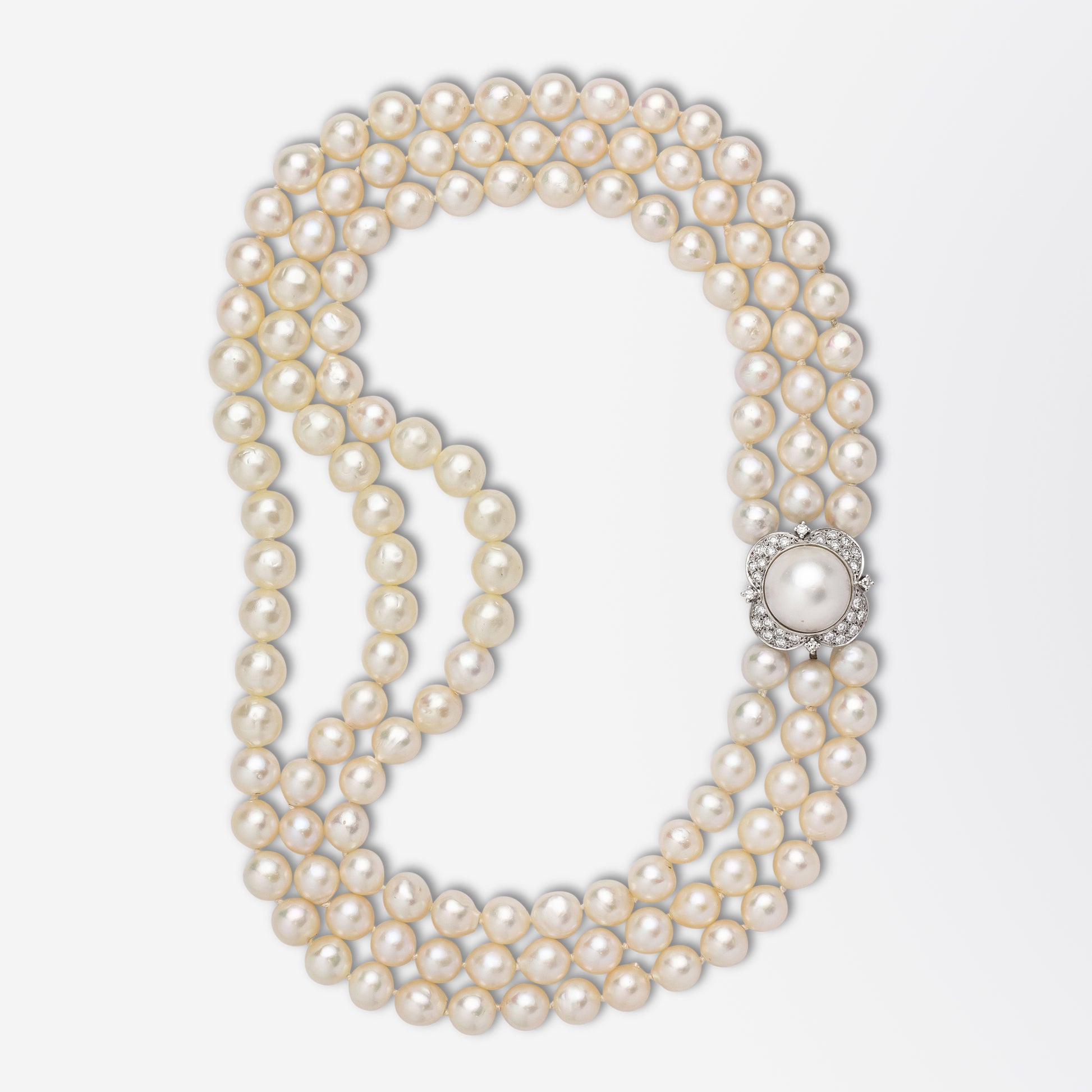Collier de perles et de diamants style années 50