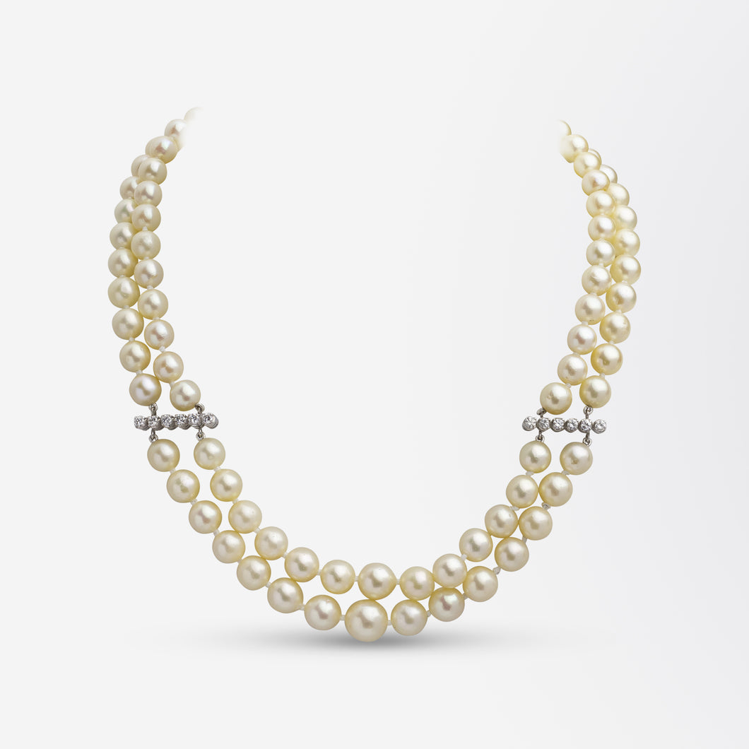 Ventrella of Rome, Pearl & Diamond Necklace